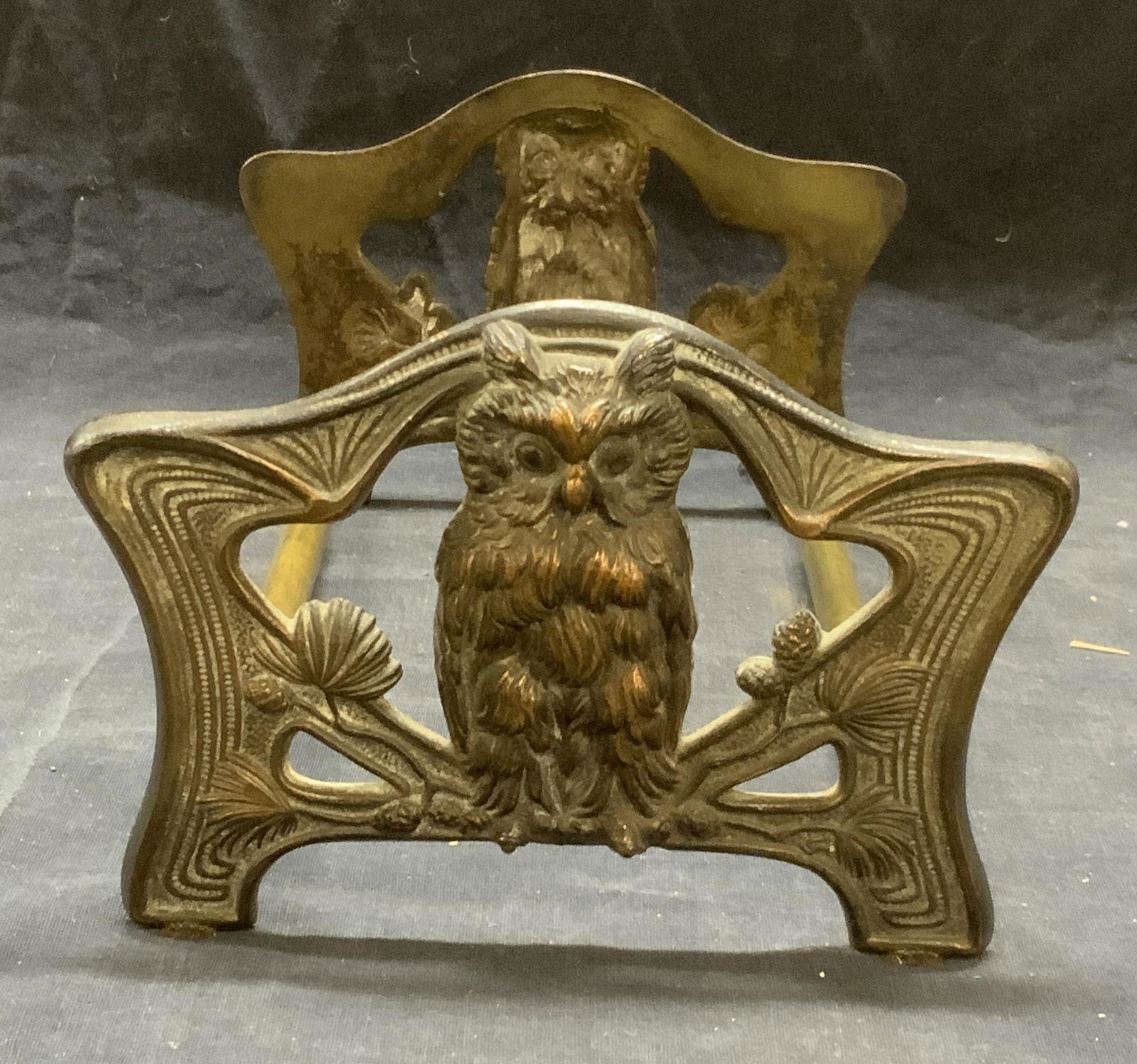 Antique Art Nouveau Iron Owl Expandable Bookends (1 of 6)