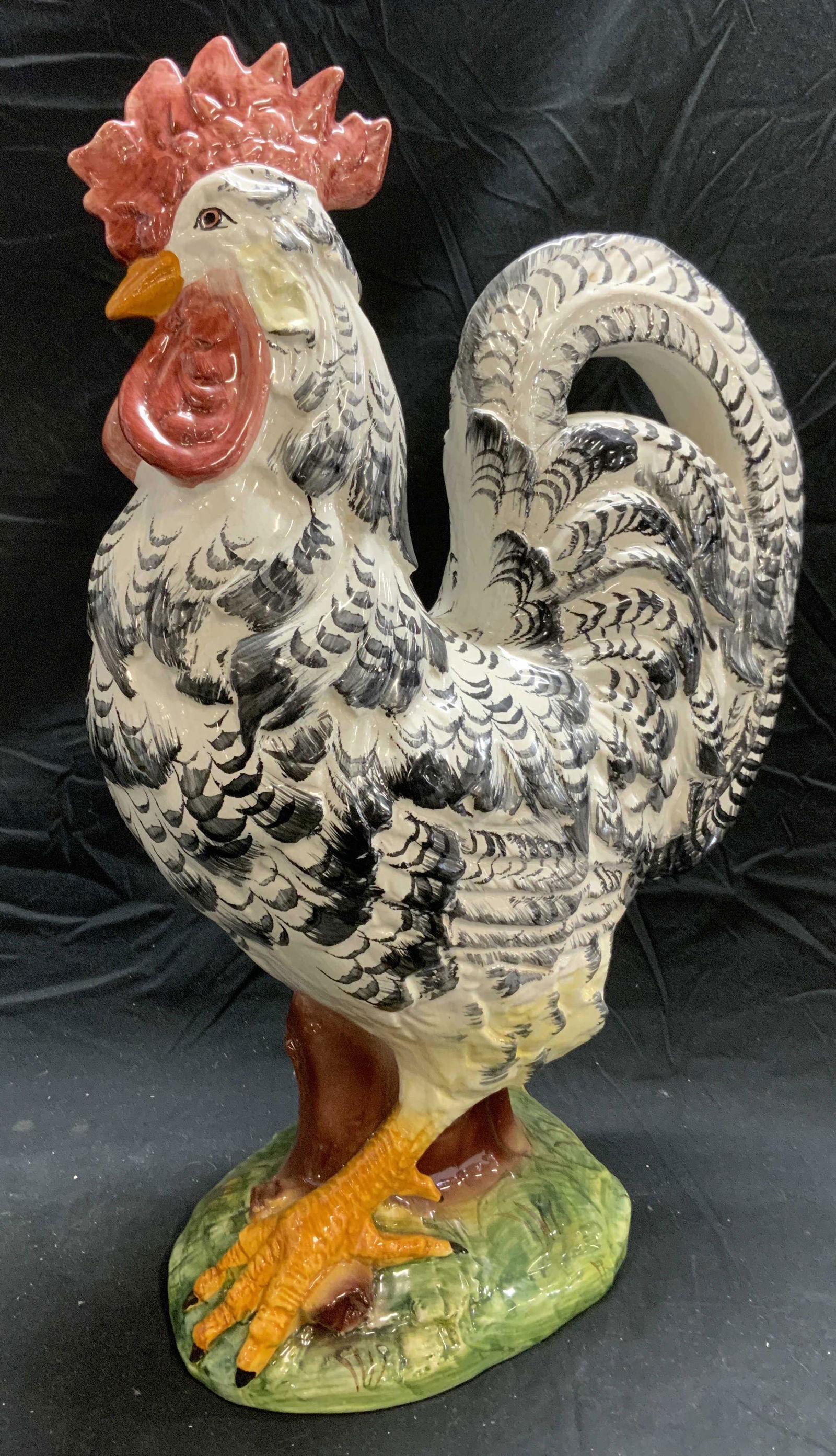 Vntg XL Ceramic Majolica Rooster Centerpiece ITALY (1 of 7)