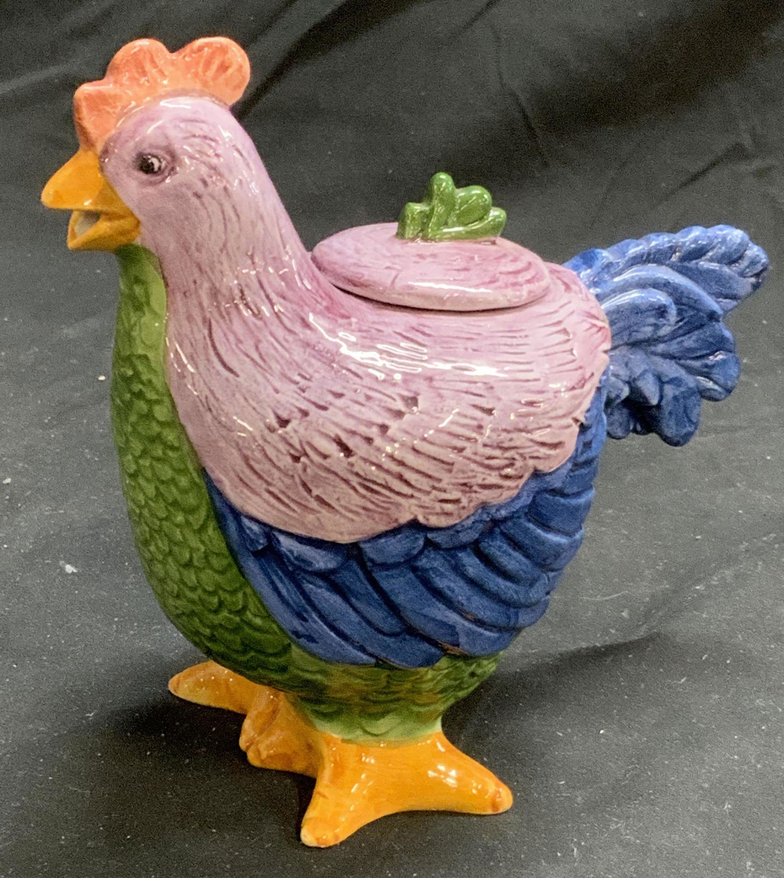 Vintage Ceramic Majolica Chicken Vessel, Italy (1 of 6)