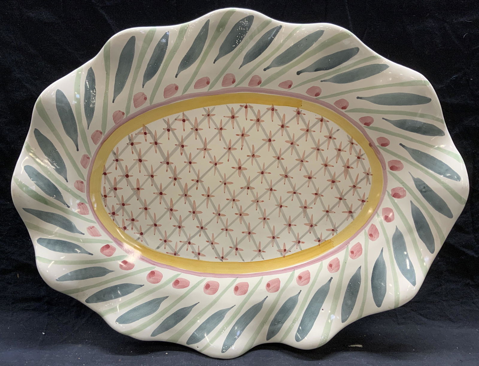 Vintage 1996 MACKENZIE CHILDS XL Ceramic Platter (1 of 8)