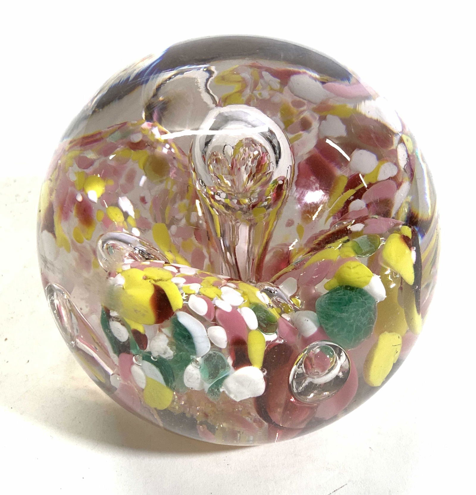 Hand Blown Glass Paperweight with Flower Motif (1 of 7)