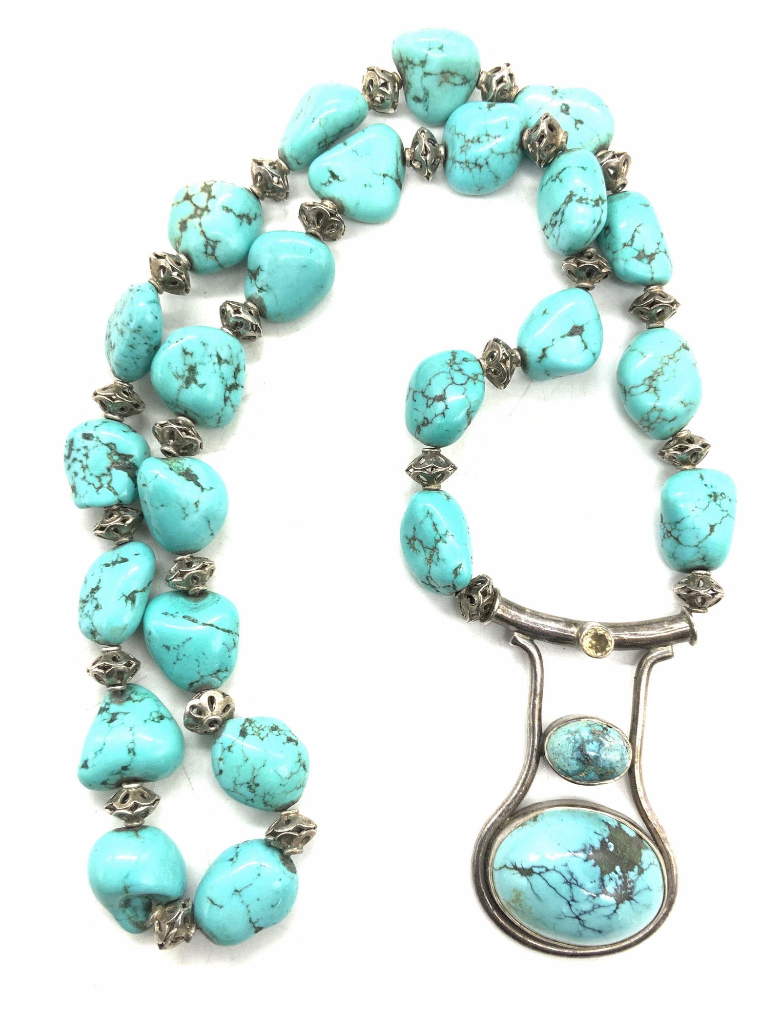 Tumbled Turquoise Sterling Silver Pendant Necklace (1 of 8)