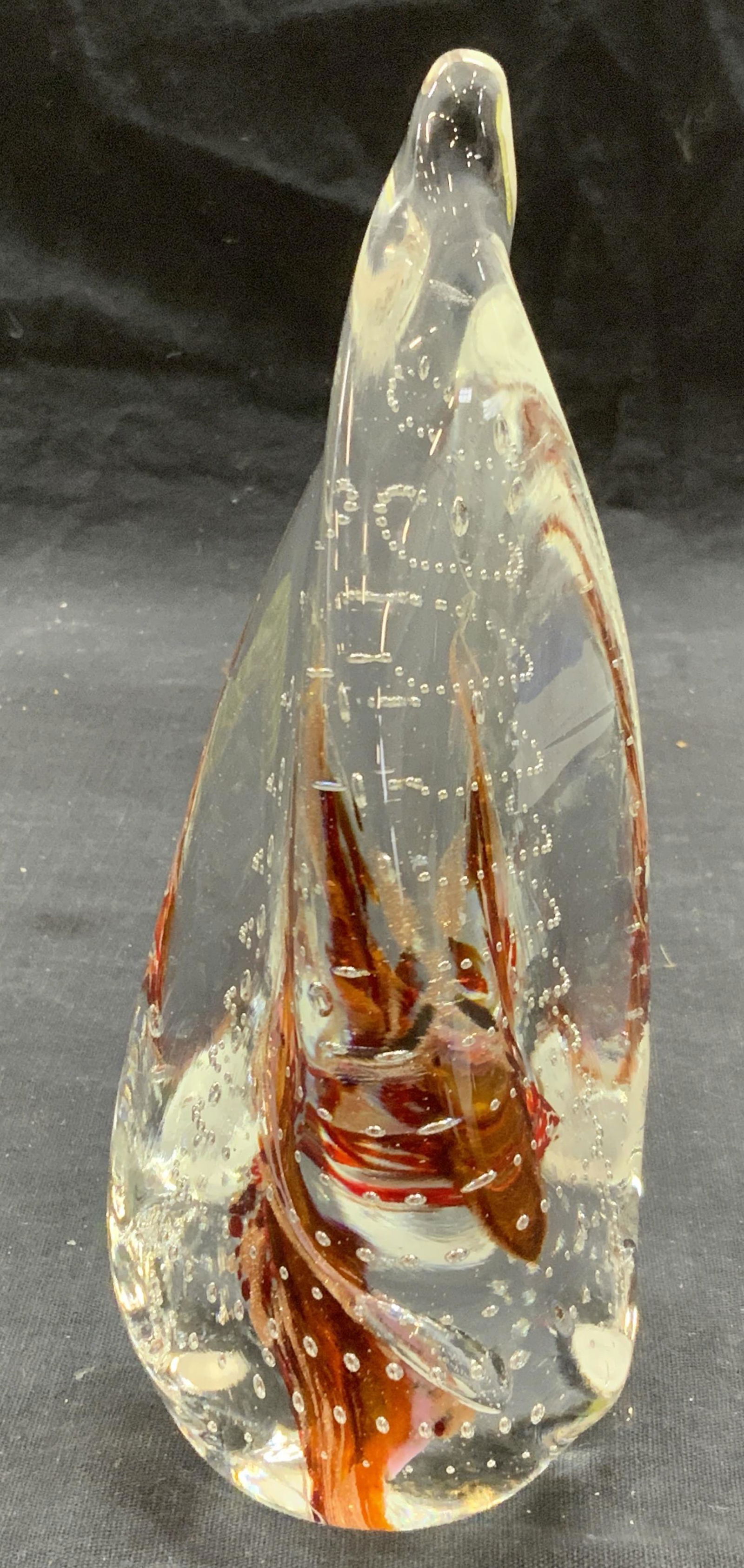 Signed Swirled Bubble Art Glass Paperweight (1 of 7)