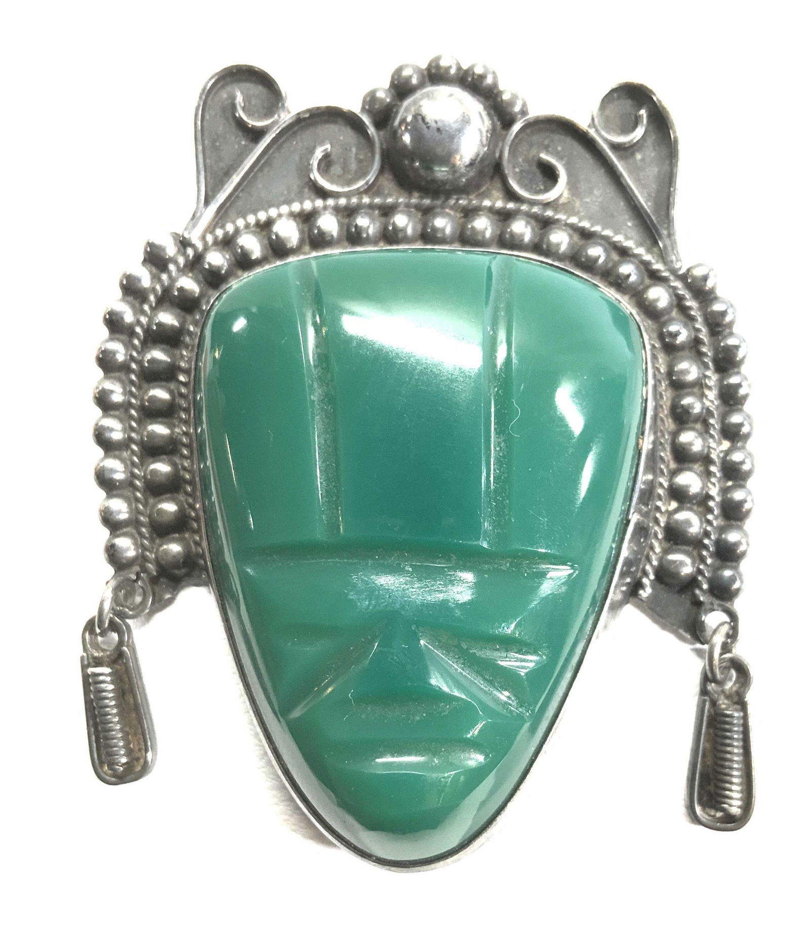 Mesoamerican Sterling Silver Brooch, Mexico (1 of 6)