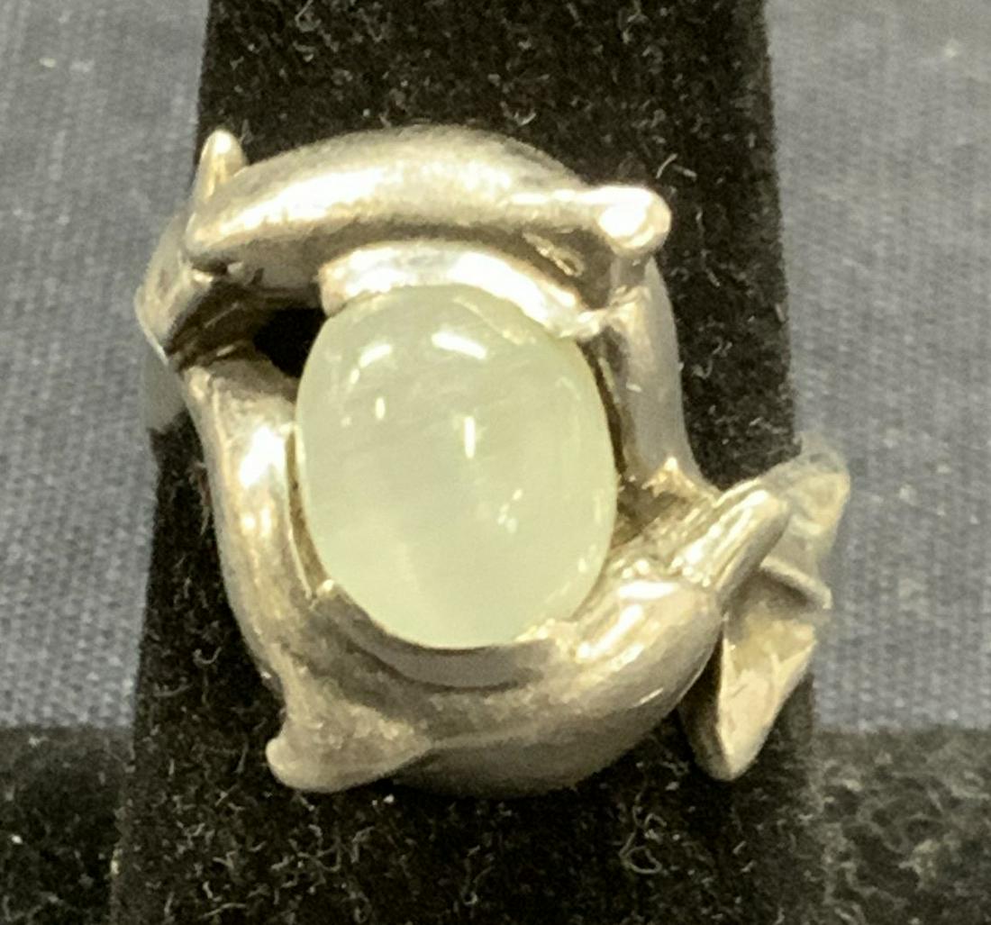 Sterling Silver & Moonstone Dolphin Ring (1 of 6)