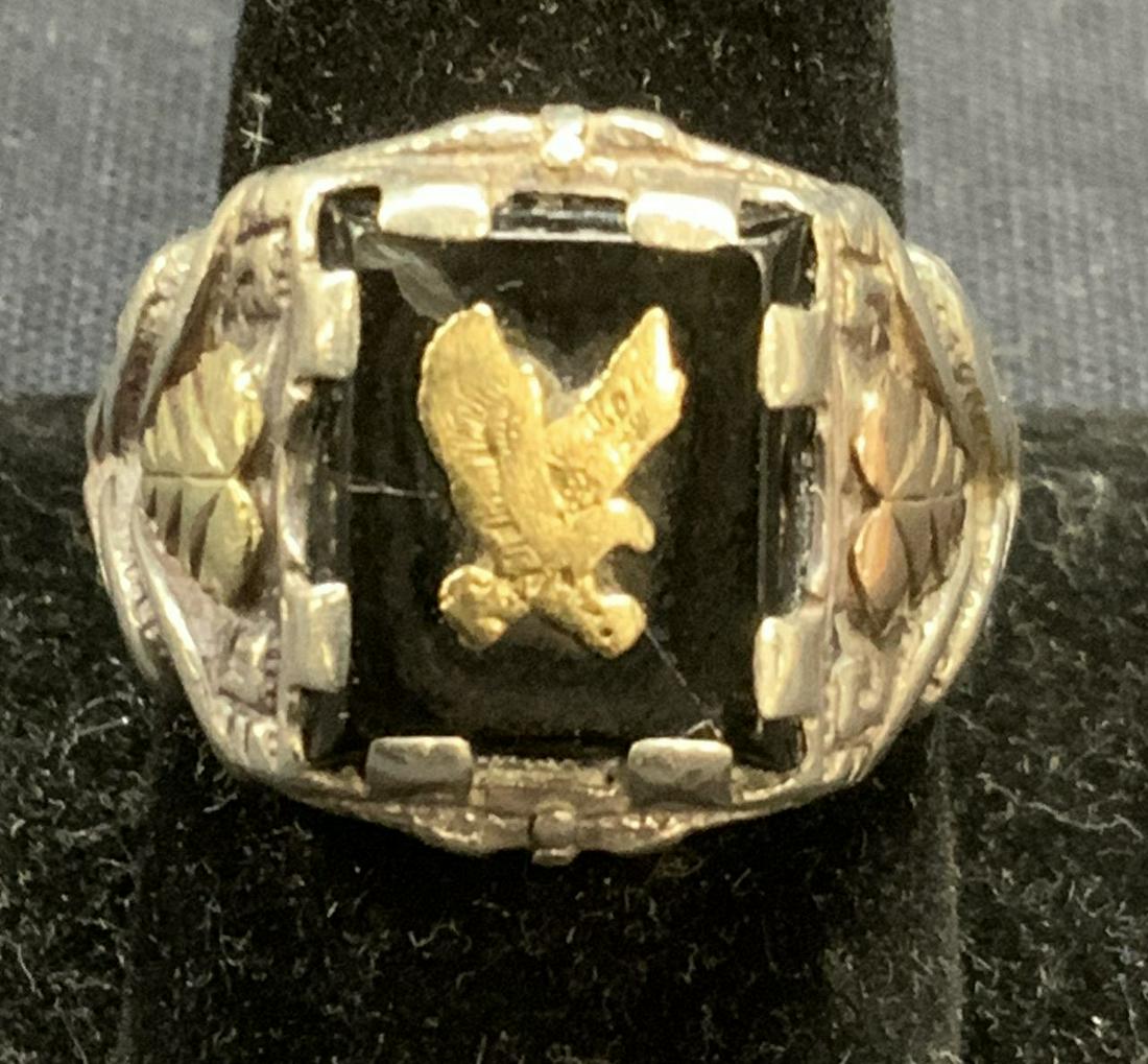 Sterling Silver & 12K Gold Eagle Signet Ring (1 of 6)