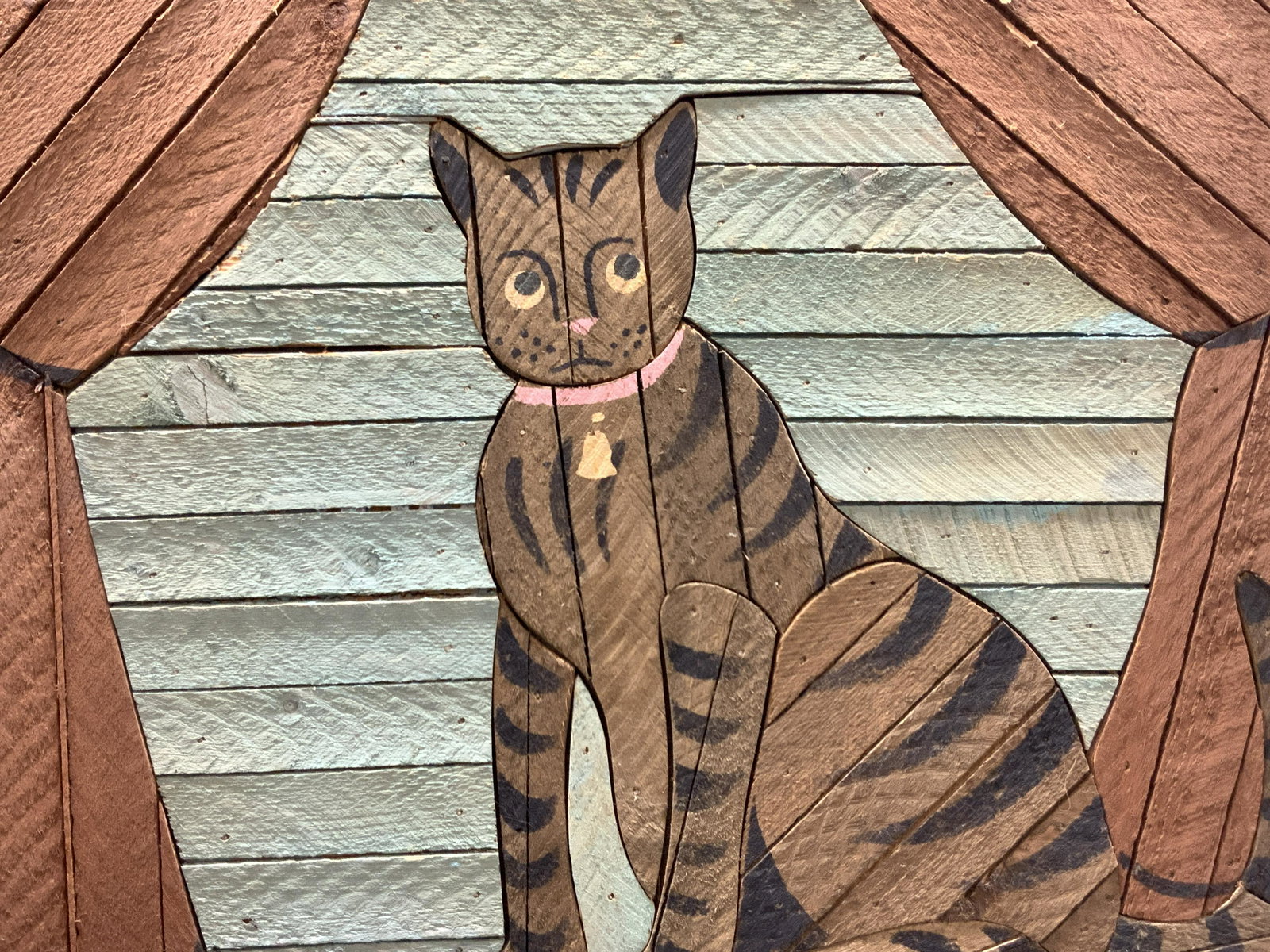 Degroot Signed Lath Wood Cat Art, Austin Prod. (1 of 12)