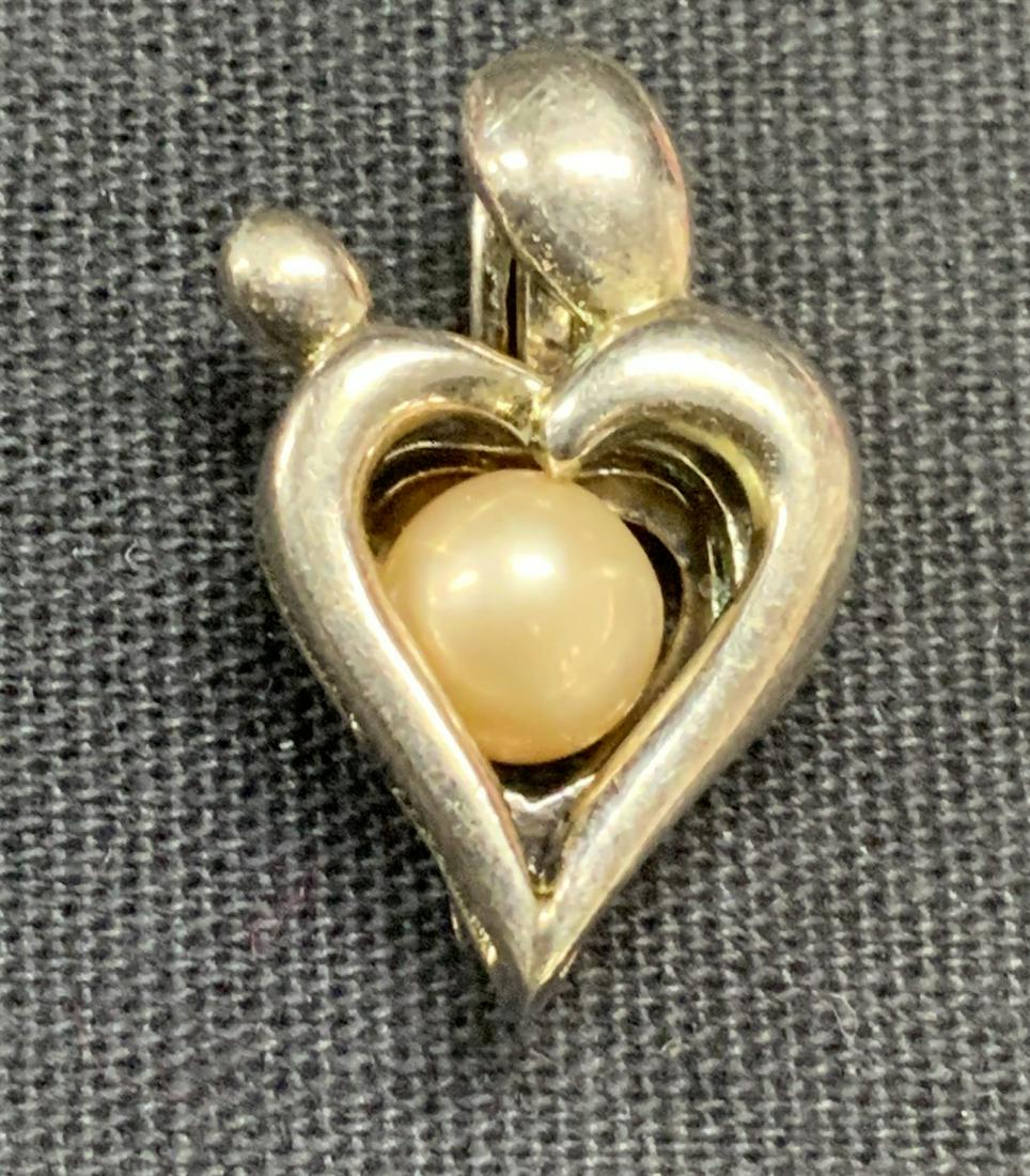 Sterling Silver & Natural Pearl Heart Pendant (1 of 6)