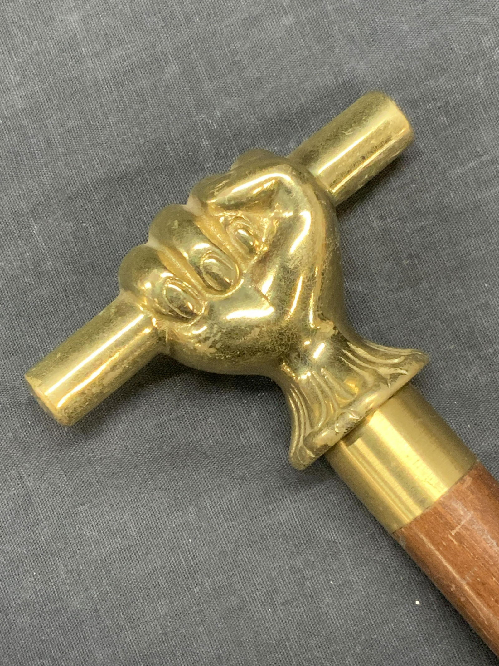 35 Inch Tall Brass Headed Wooden Walking Cane (1 of 8)