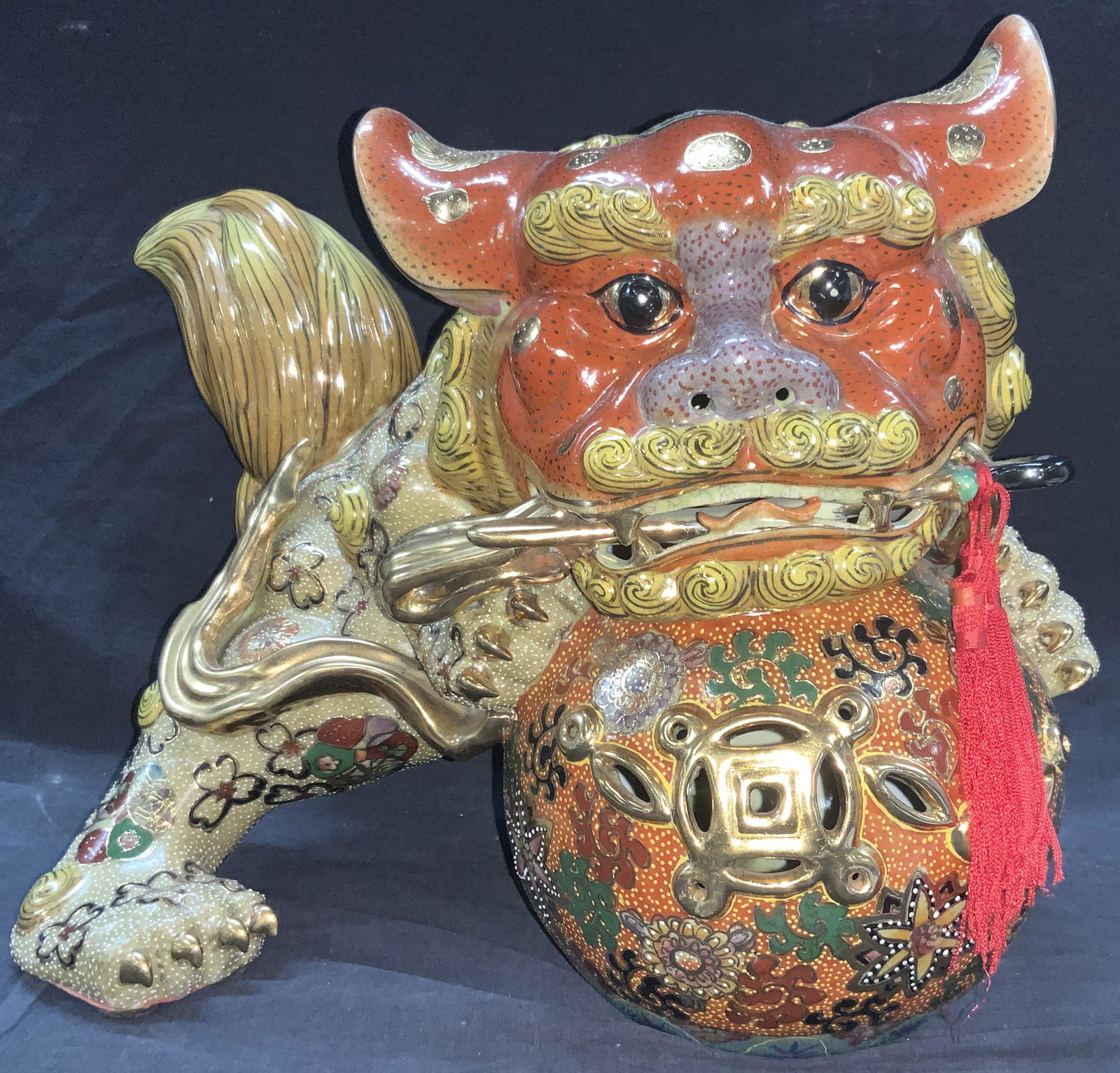 Ornate Asian Fu Dog Ceramic Sculpture (1 of 15)