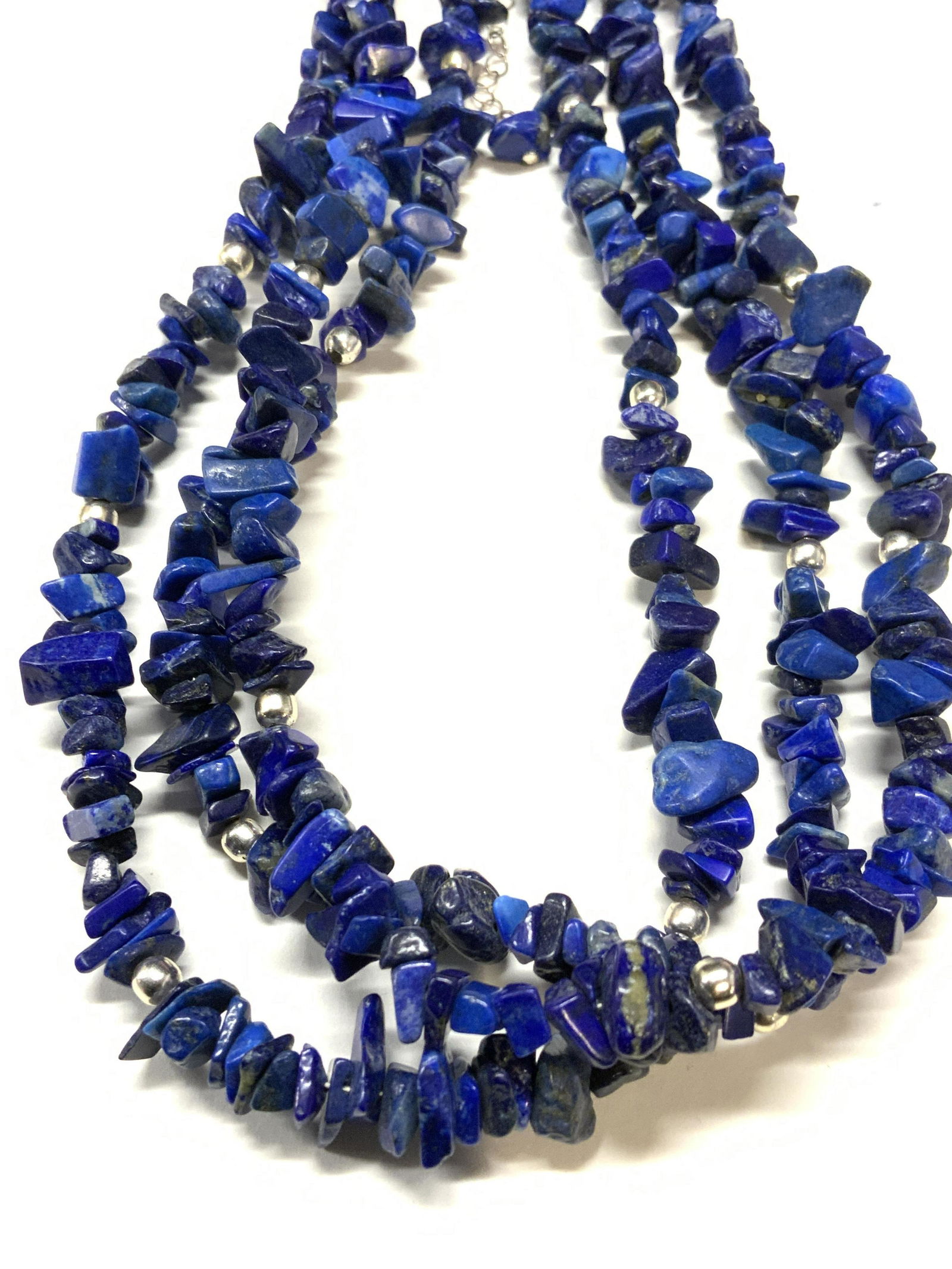 Sterling Silver & Lapis Lazuli Chip Bead Necklace (1 of 6)