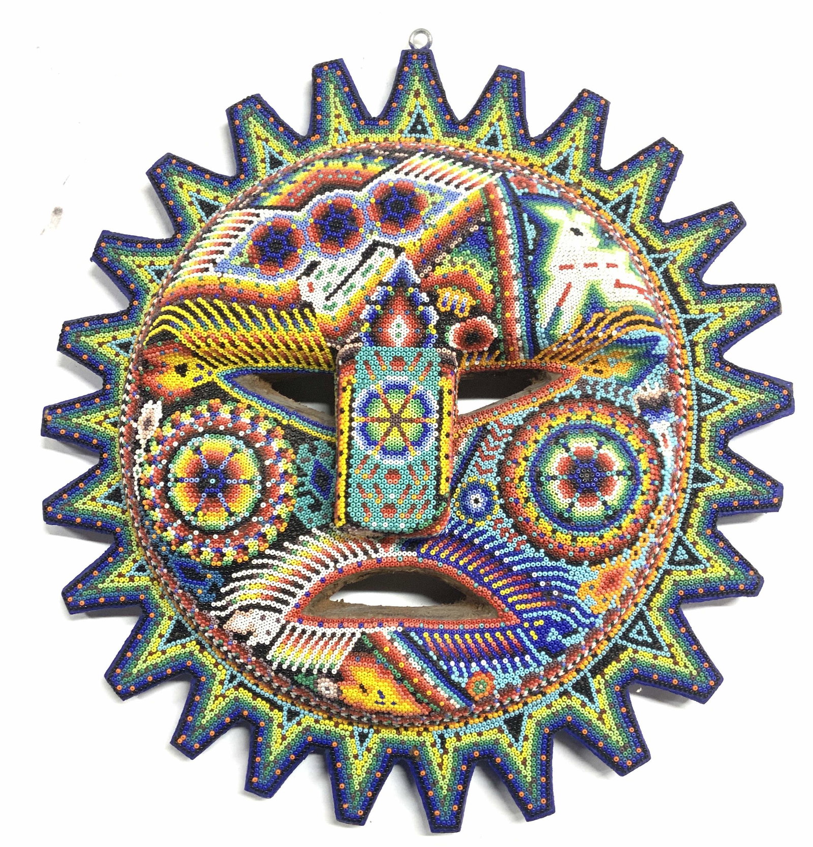 Signed Mexican Huichol Beadwork Mask (1 of 11)