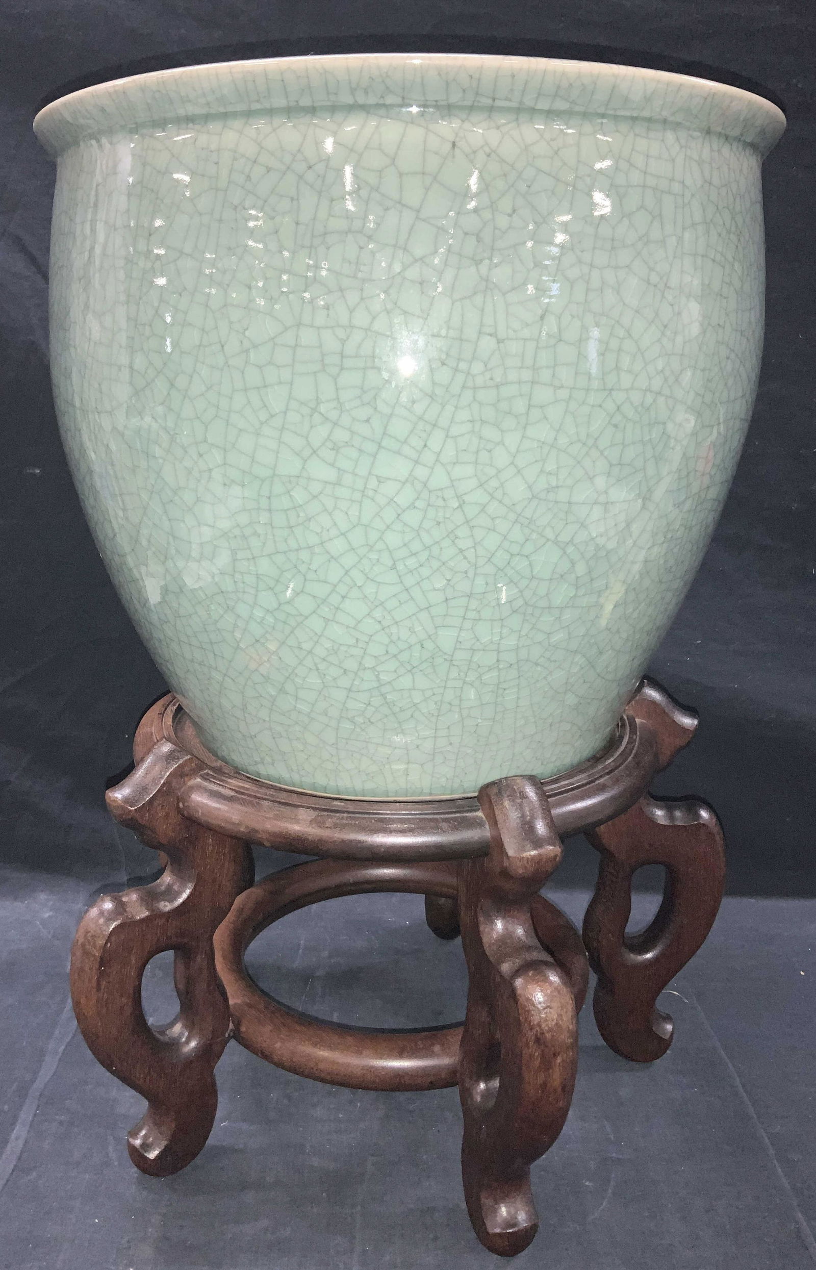 21.5 Inch Tall Crackle Ware Pottery Vase/ Planter (1 of 11)