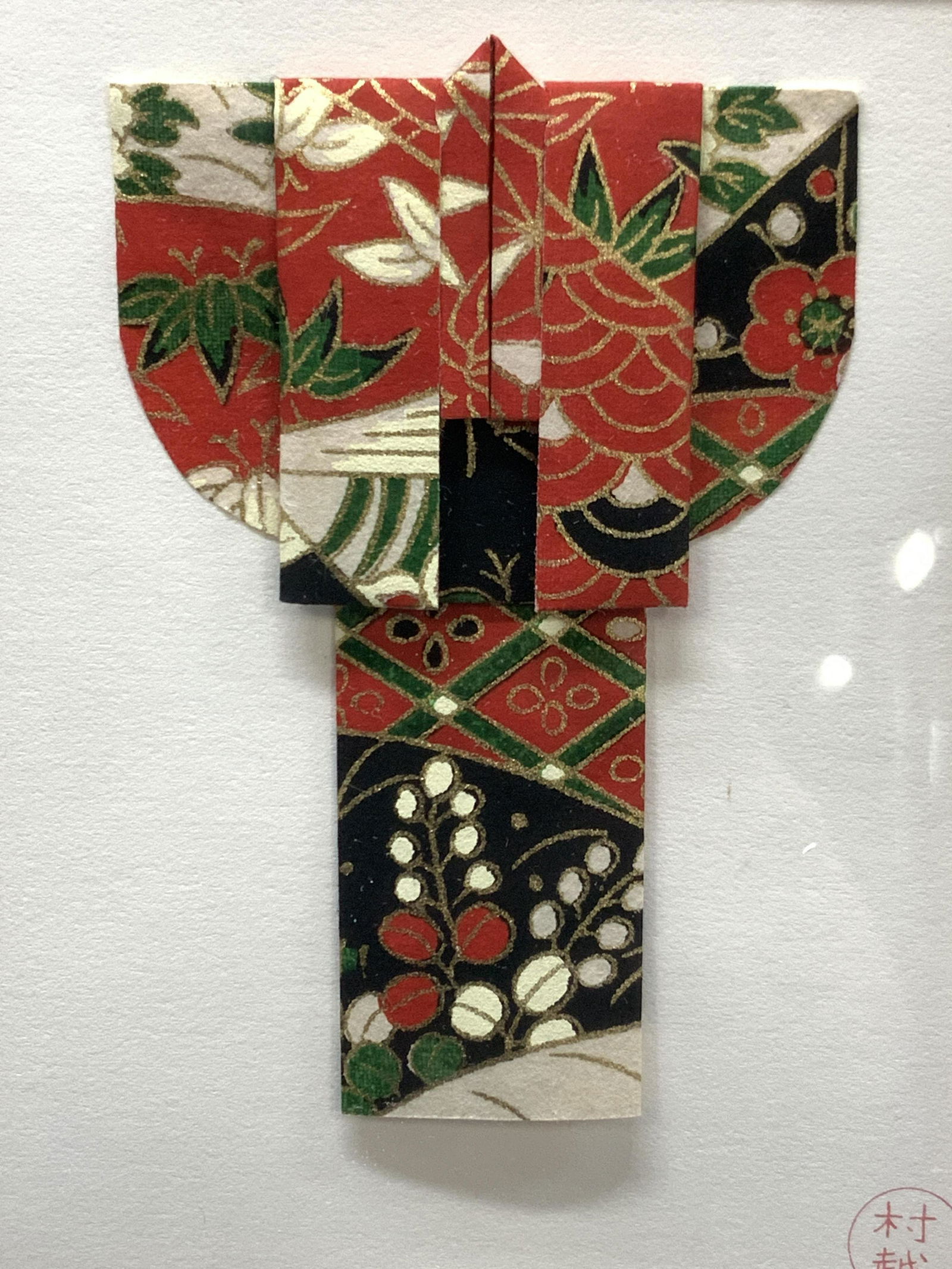 Stamped & Framed Asian Origami Kimono Art (1 of 8)