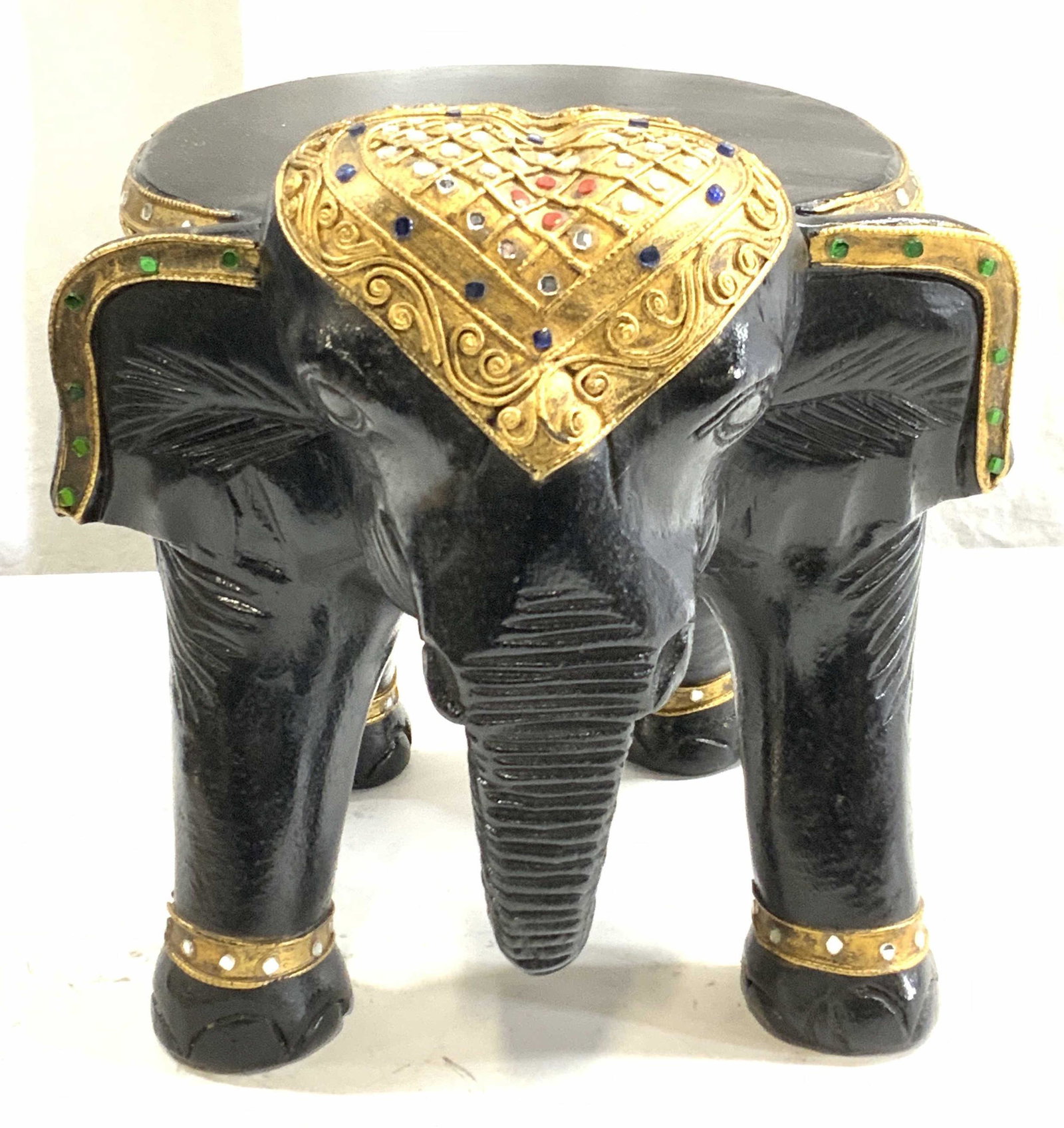 Wood & Gold Leaf Elephant Plant Stand (1 of 8)