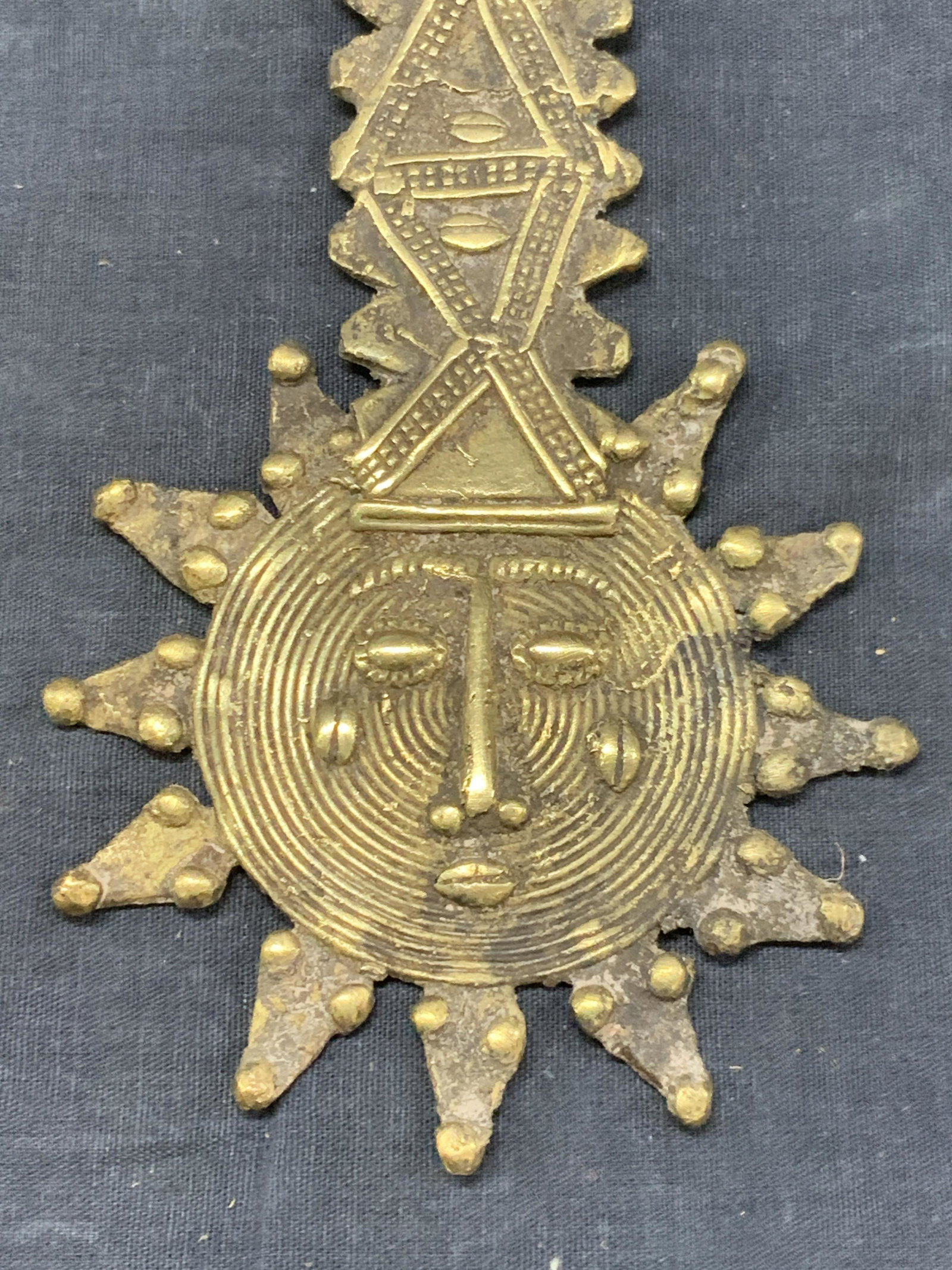 Vintage Etched Brass Sun Hanging Talisman XL 1ft (1 of 9)