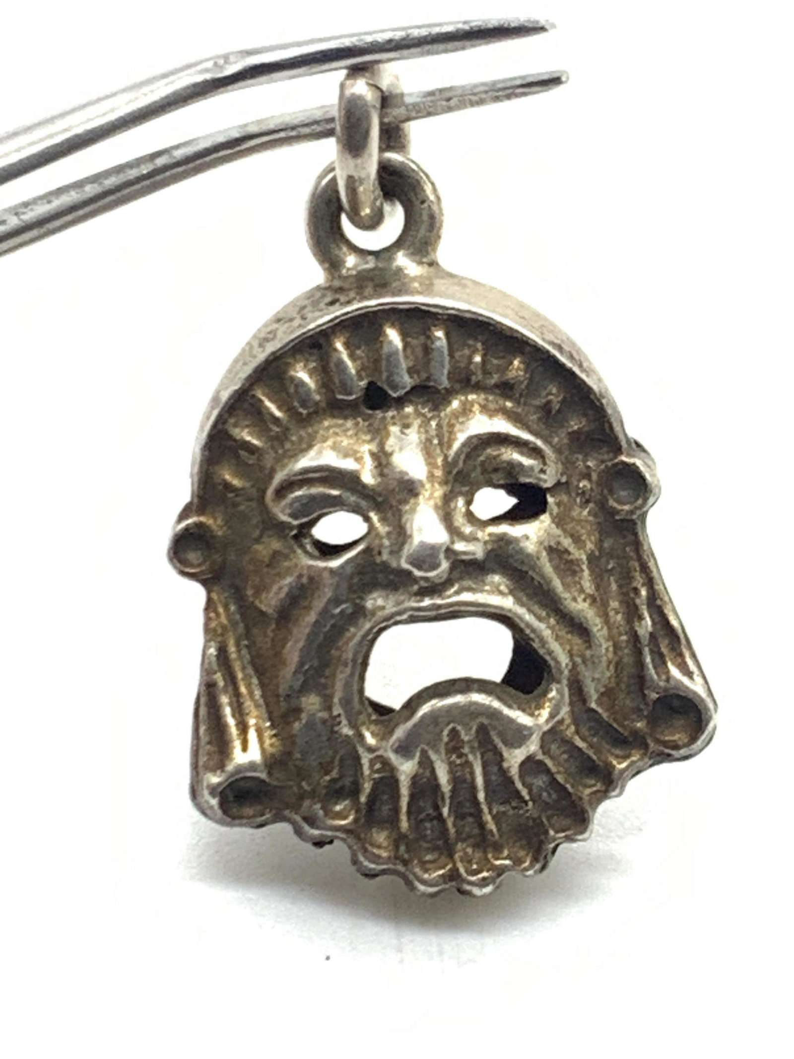 800 Silver Double Sided Greek Theater Mask Pendant (1 of 7)