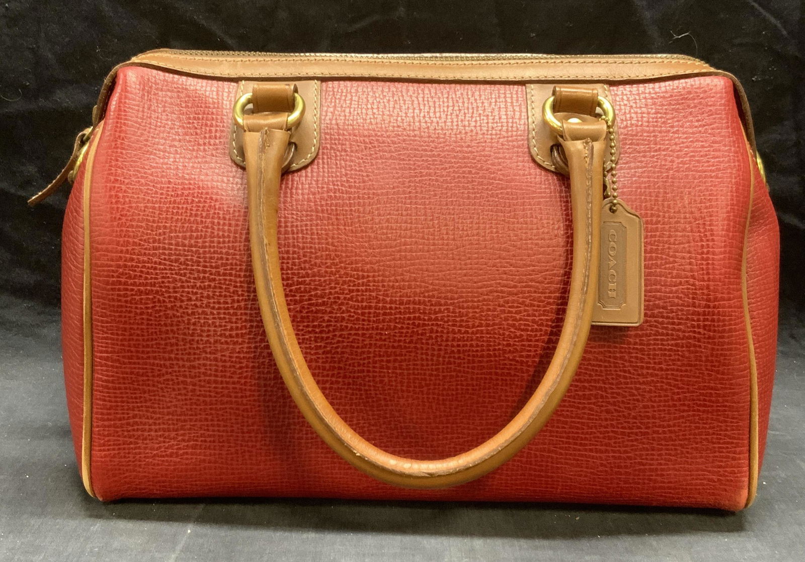COACH Red Leather Dome Top Handle Handbag ITALY (1 of 9)