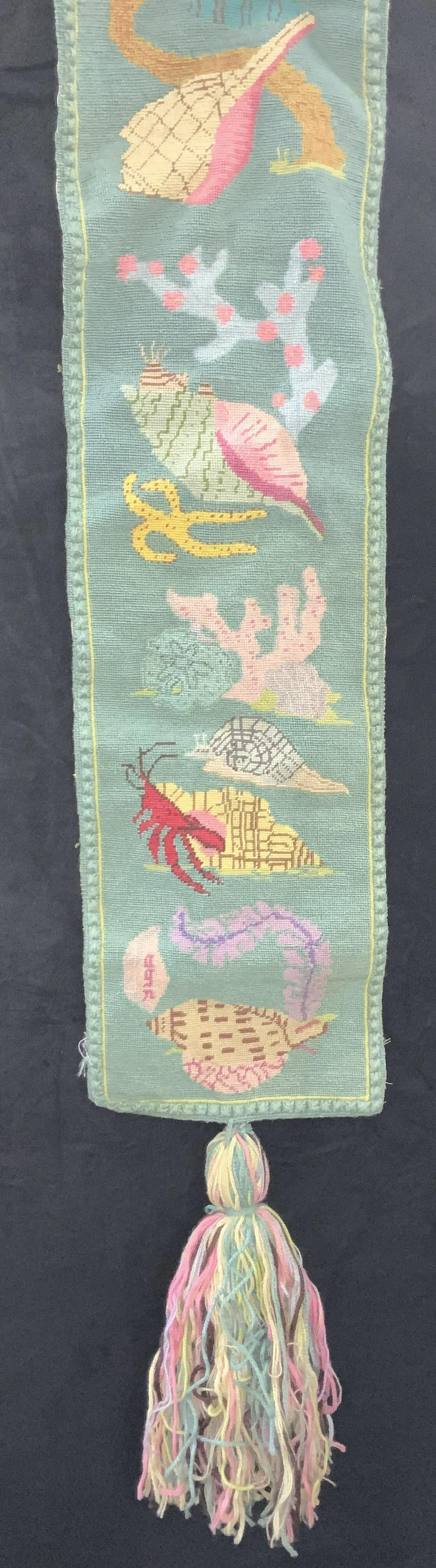 Signed Needlepoint Shell Motif Wall Tapestry 4ft (1 of 10)