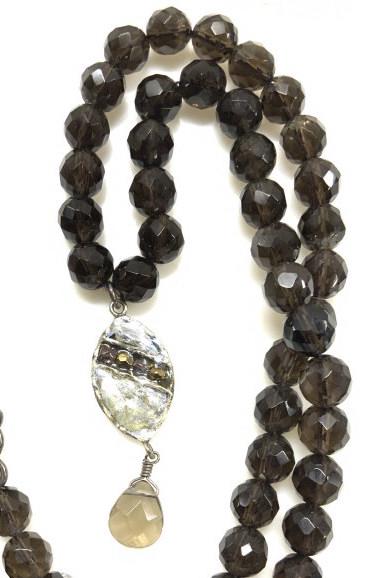 ASROPA Smokey Quartz Necklace W Sterling Pendant (1 of 7)