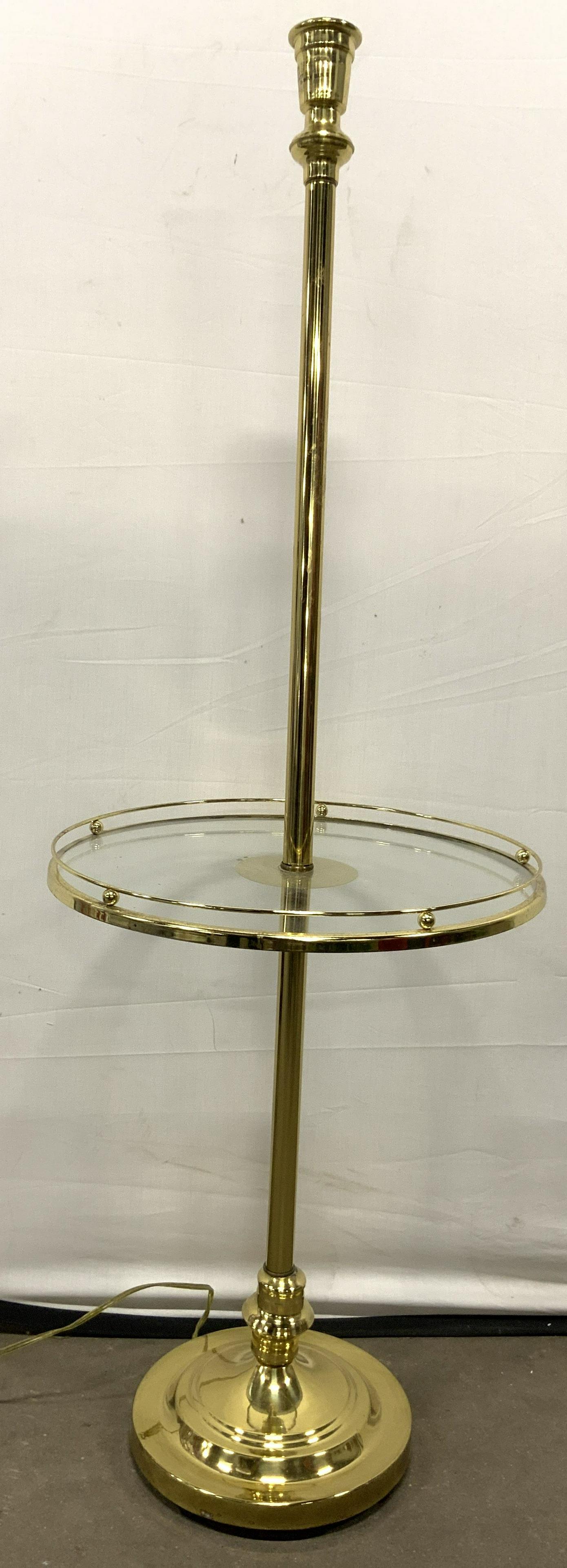 Gold Toned Brass Metal Floor Lamp Table (1 of 6)