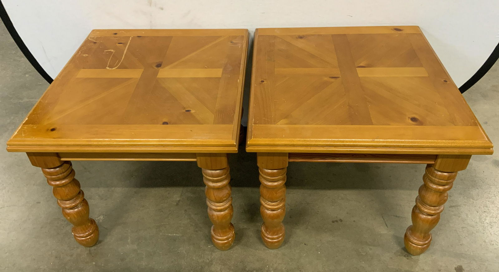 Pair Turned Leg Wooden Side Tables (1 of 9)