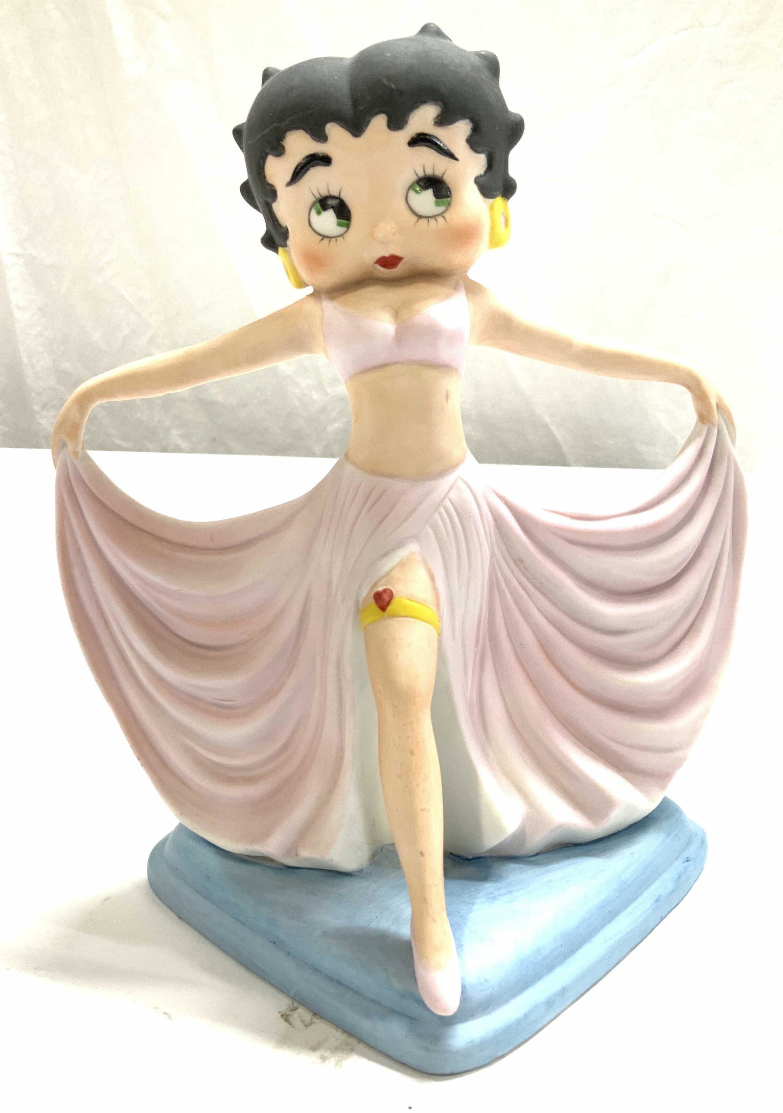 KFS PORCELAIN BETTY BOOP FIGURAL: C. 1981 KFS hand painted porcelain Betty boop figural. Measures 8.25 x 8 x 6 in. Has a space for a votive candle. Betty Boop Candle Votive Holder , KFS porcelain Betty boop figural, collectible Betty 