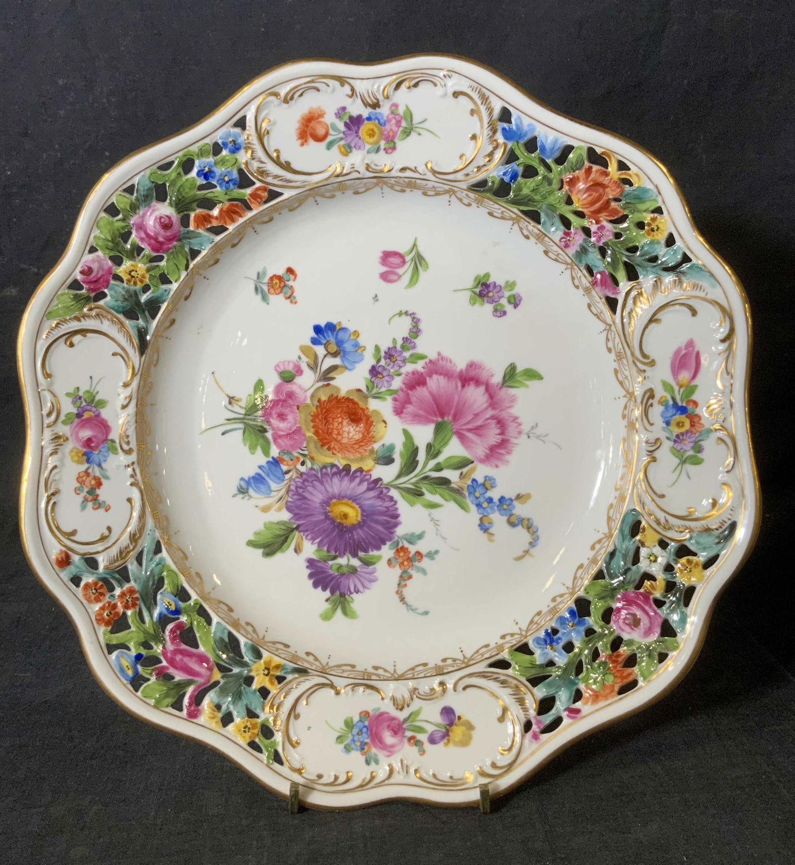 Vintage Dresden Pierced Porcelain Dish (1 of 6)