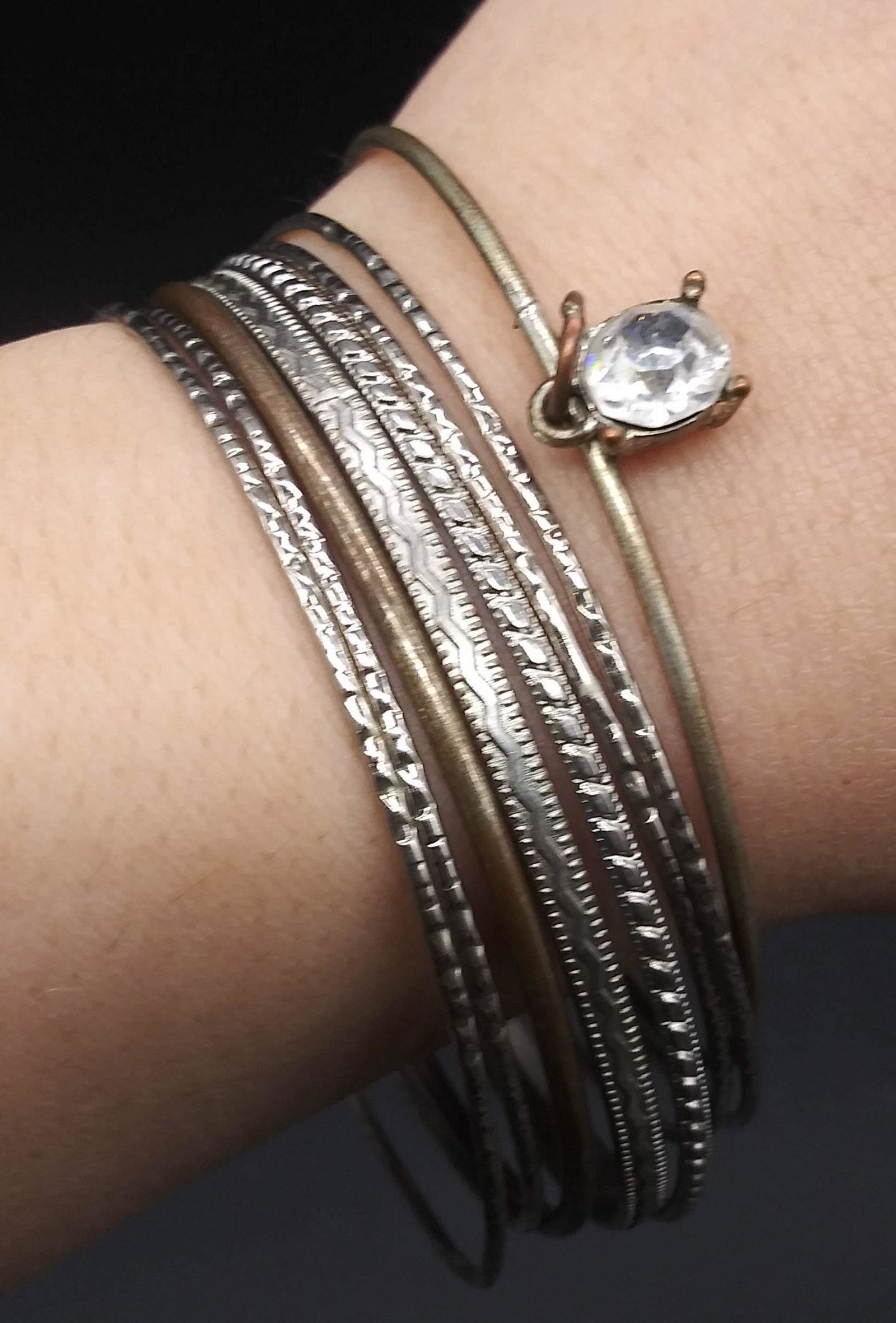 Group 11 Silver Tone Bangle Bracelets (1 of 9)