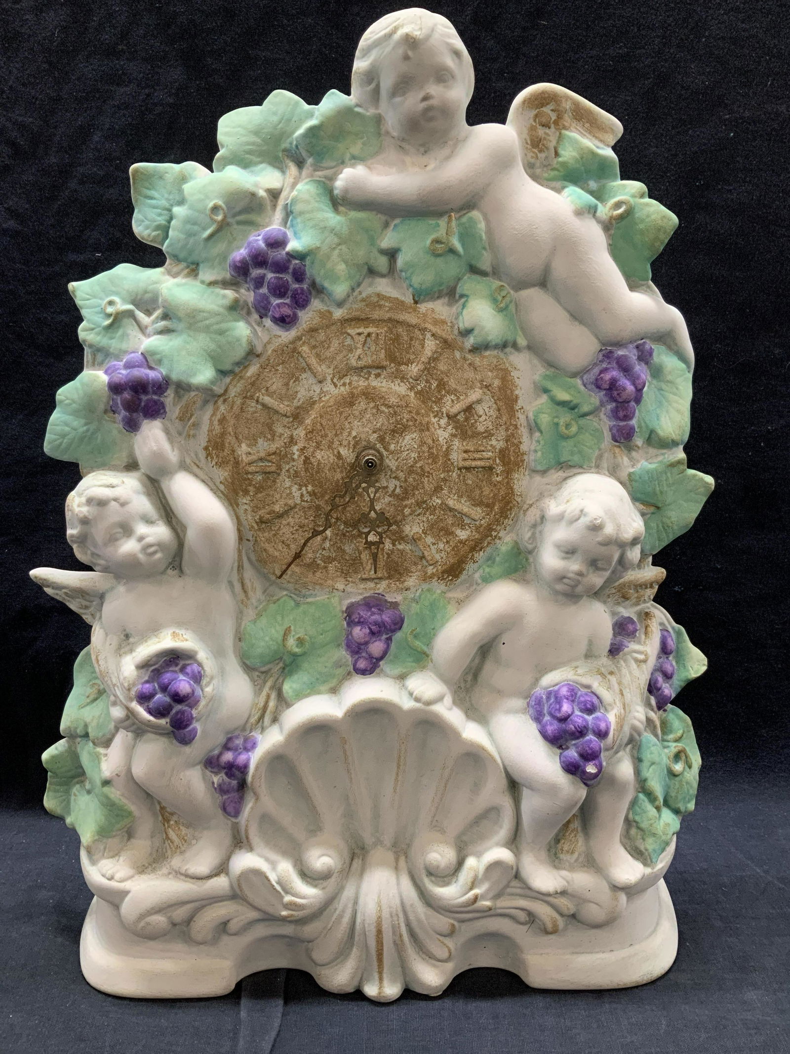 Porcelain Cherub Tuscan Style Mantle Clock Statue (1 of 12)