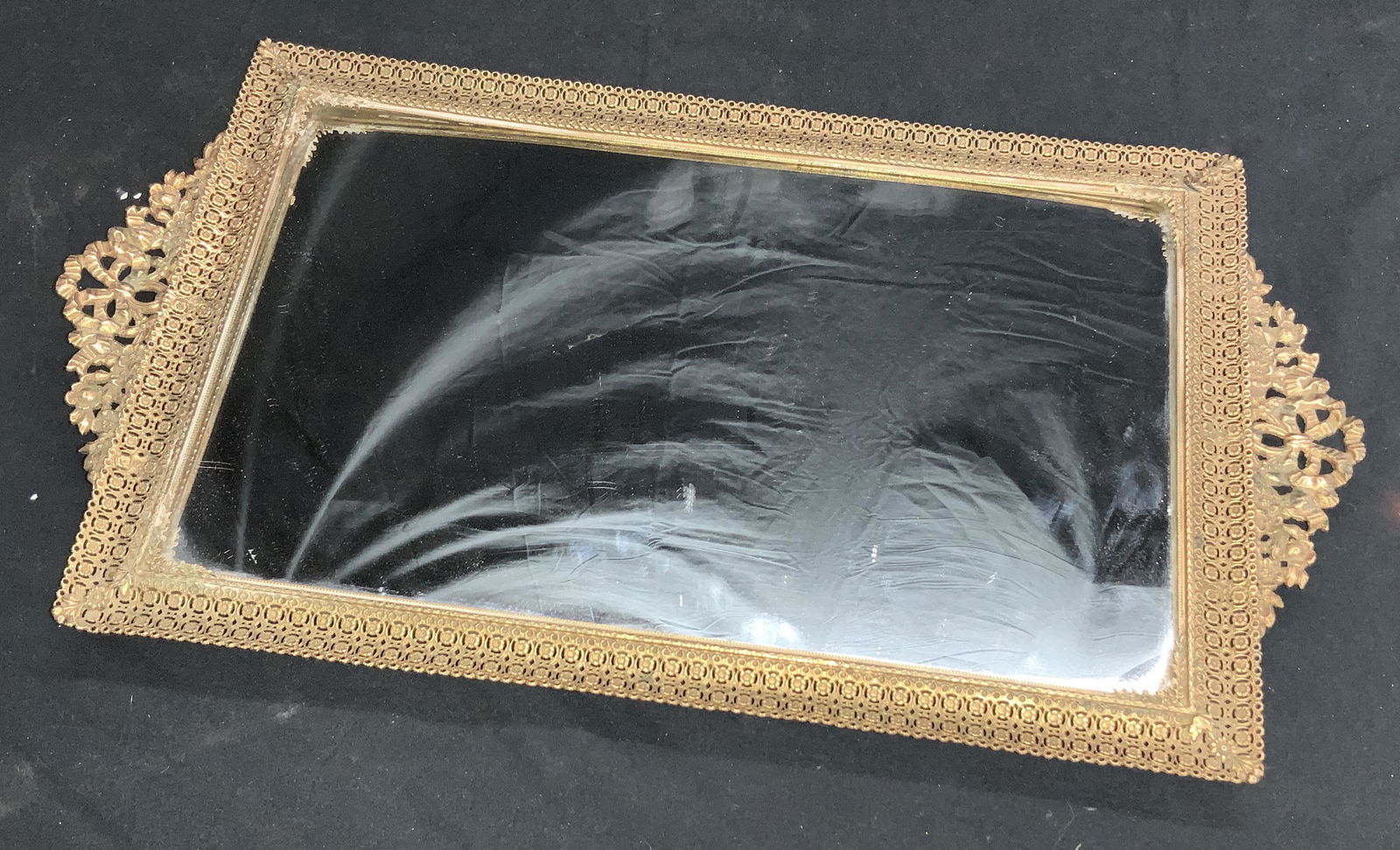 Footed Pierced Brass Florentine Vanity Tray (1 of 9)