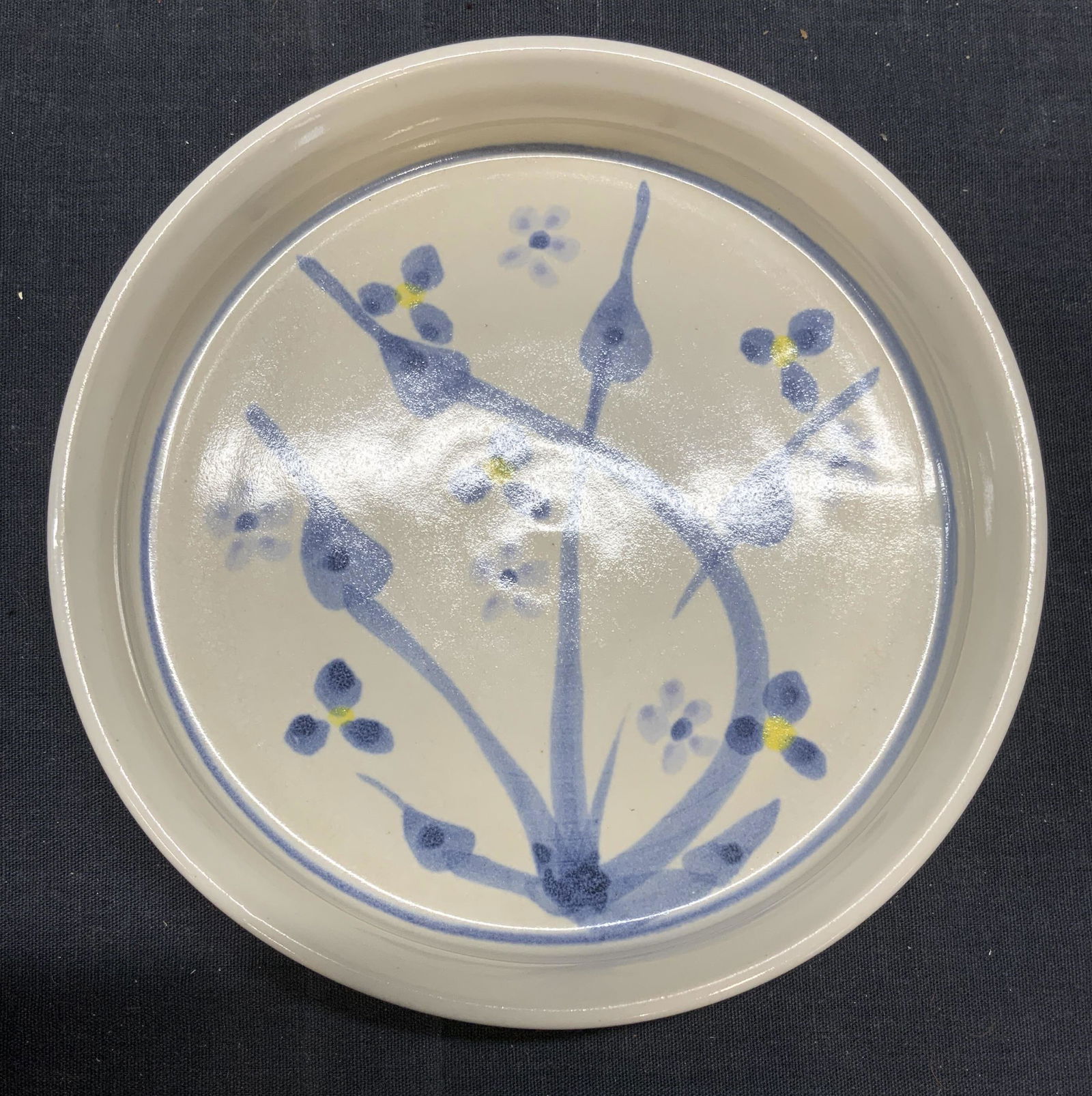Signed EDICK Pottery Floral Round Dish (1 of 6)