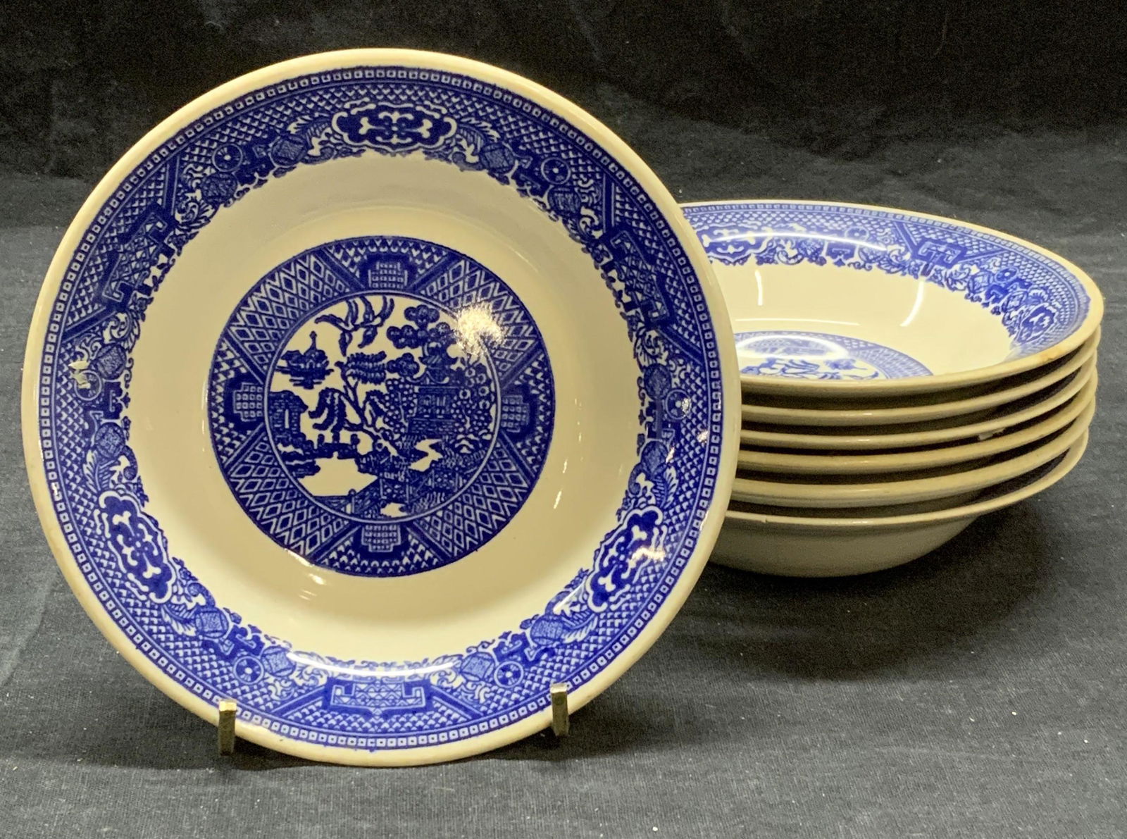 Set 7 Willow Ware By Royal China Ceramic Bowls