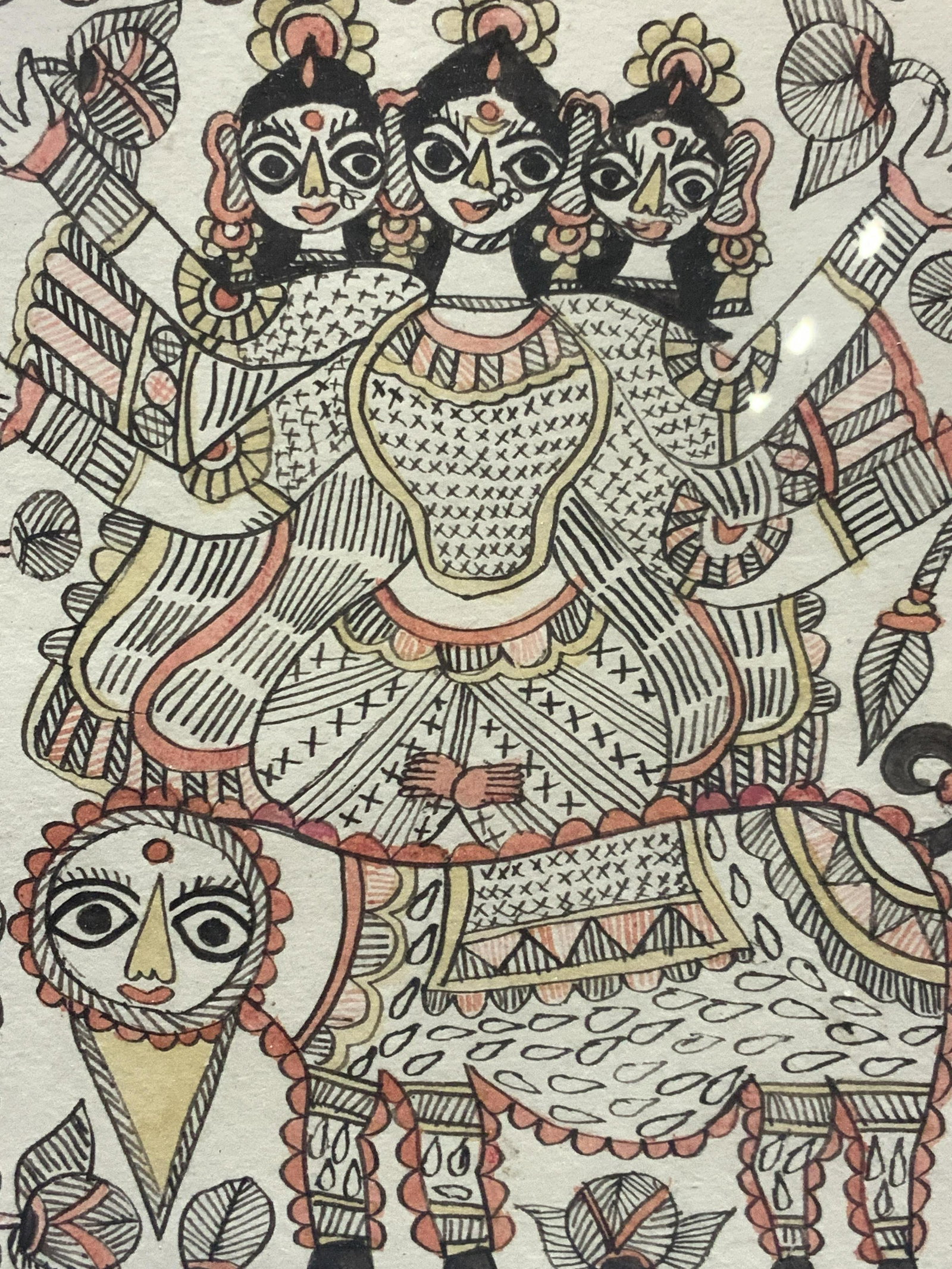 Framed Hindu Deity Silk Screen (1 of 8)