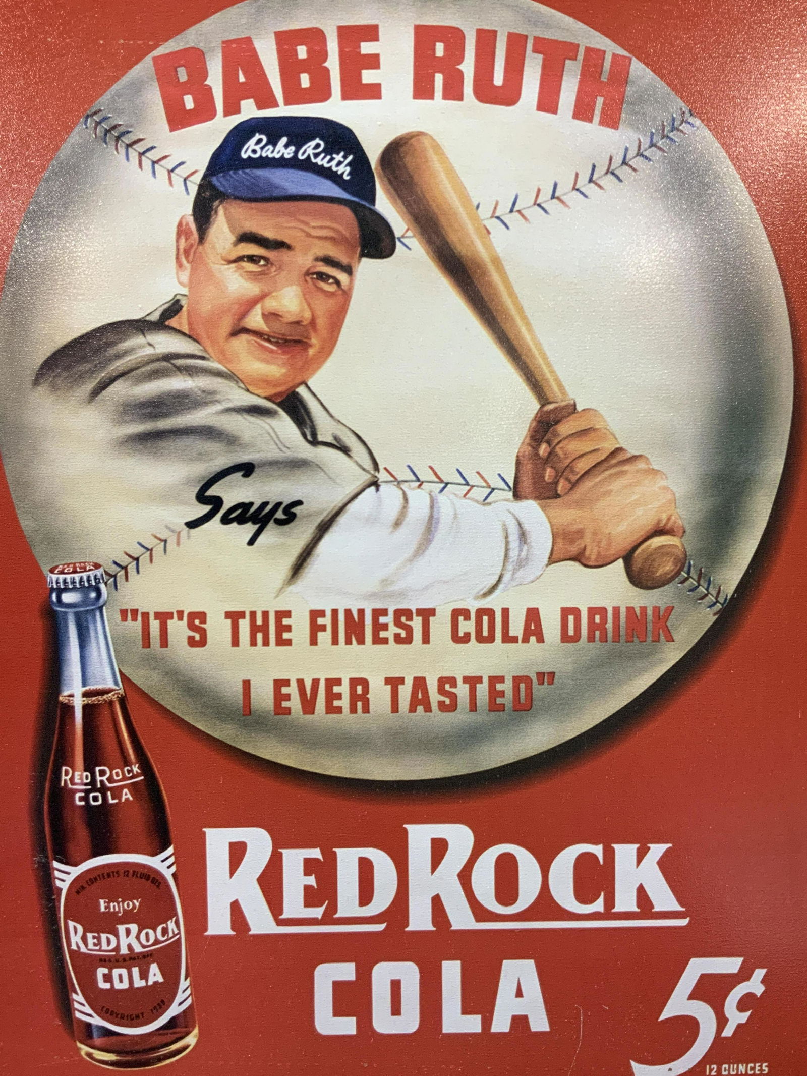 Red Rock Cola Babe Ruth Wall Sign (1 of 8)