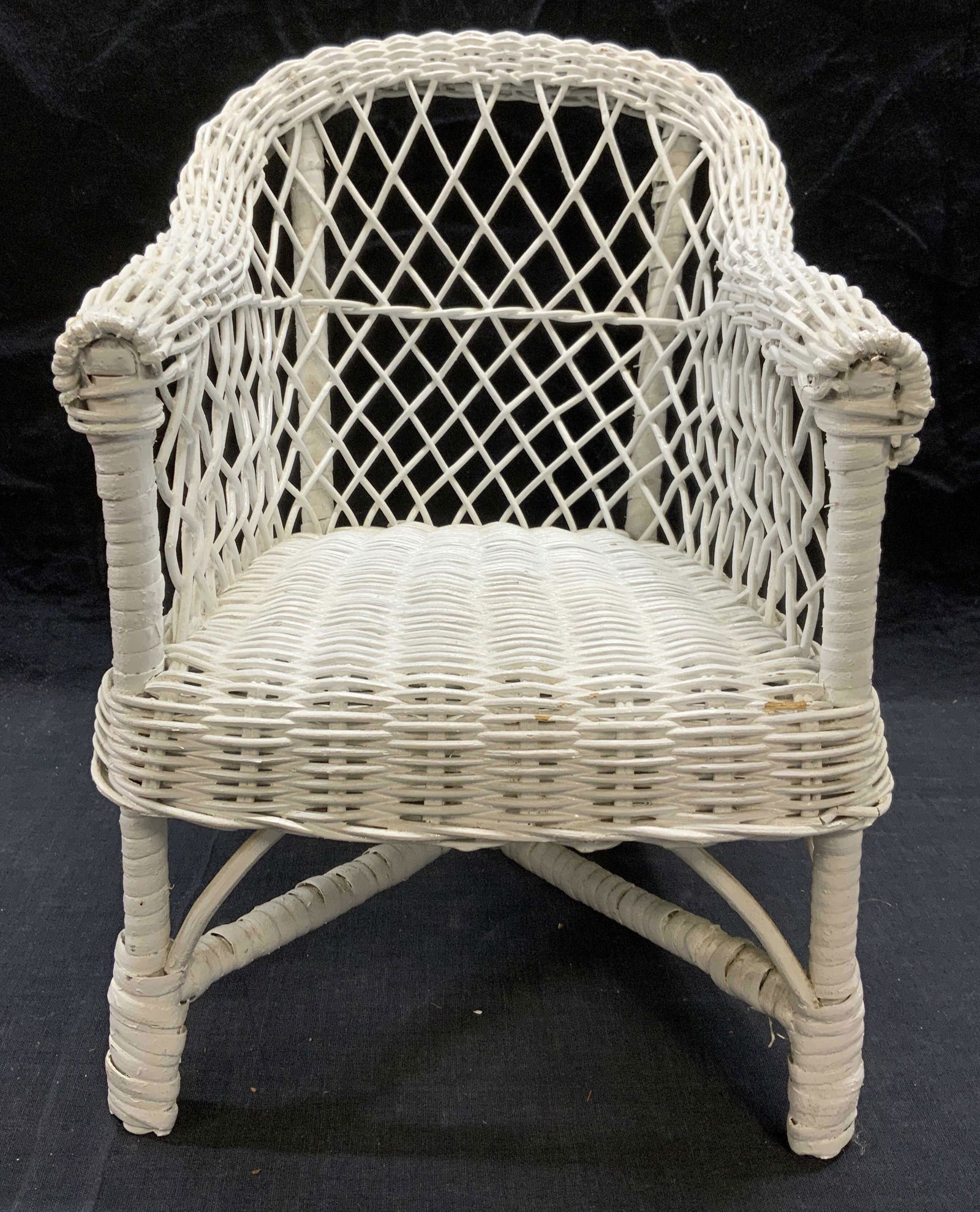 White Wicker Doll Sized Wing Back Chair (1 of 6)