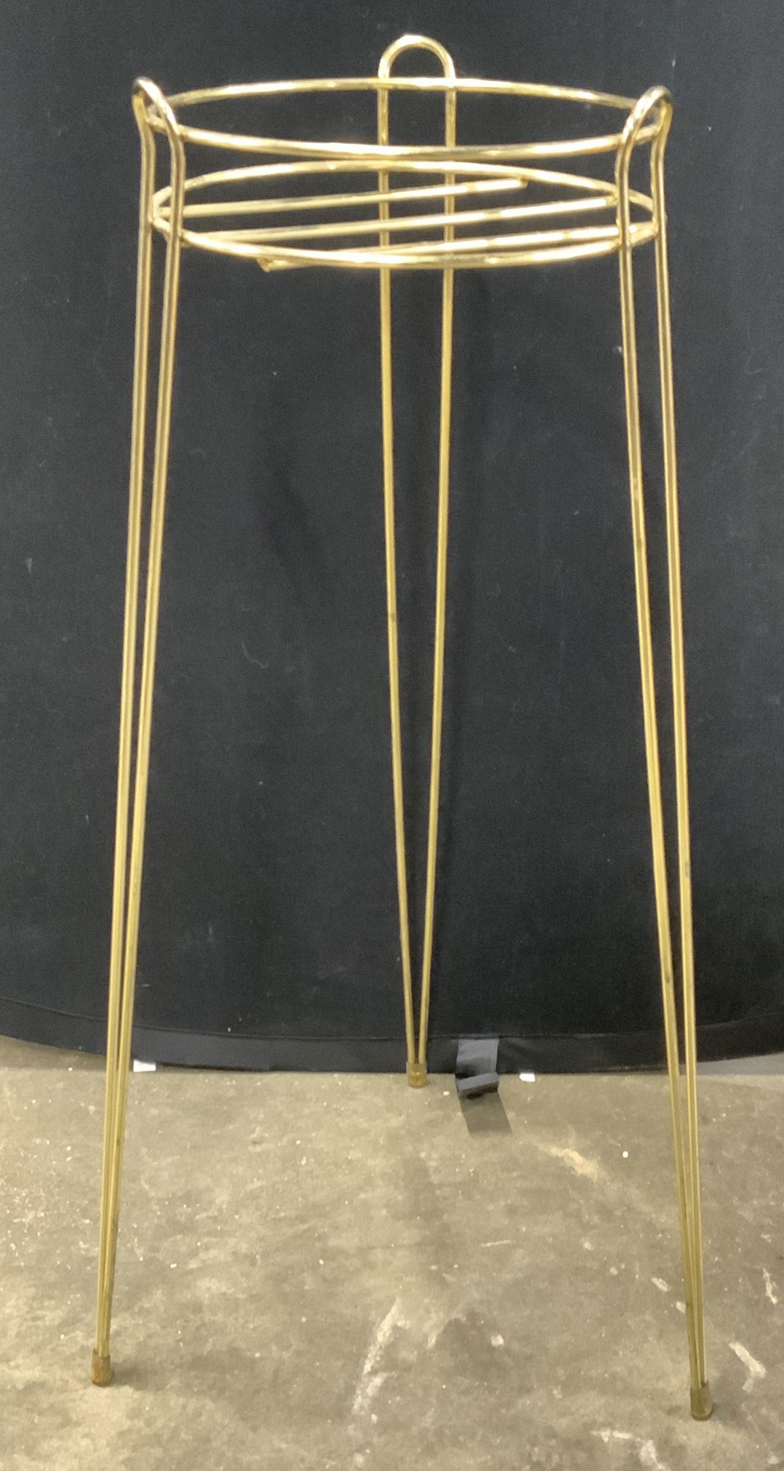 Gold Tone 3 Leg Plant Stand, 29 Inches Tall (1 of 6)