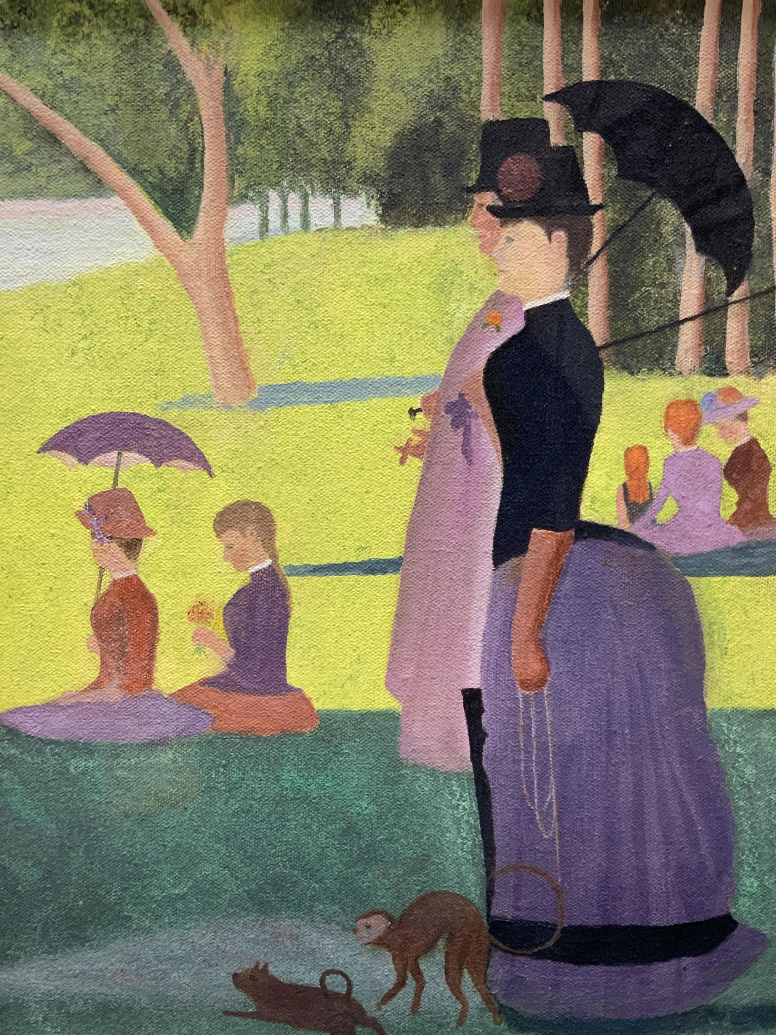 H.Levey Signed A Sunday Afternoon Acrylic Painting (1 of 8)