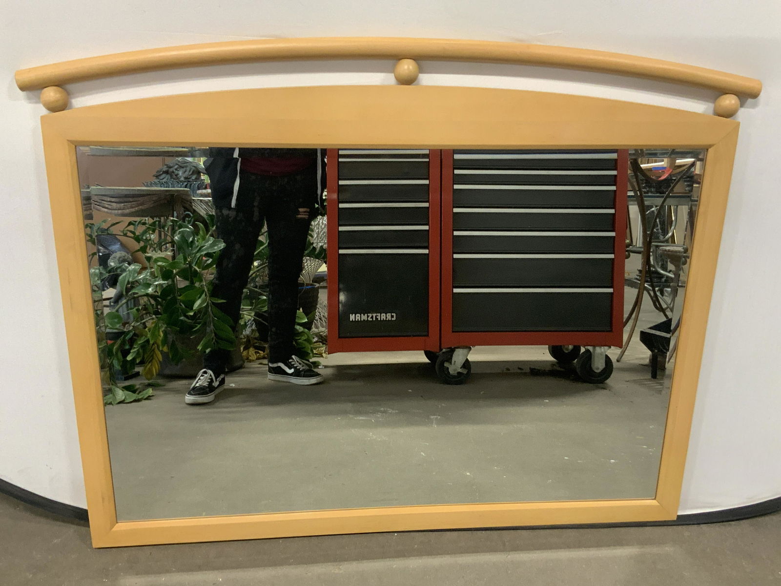 ETHAN ALLEN Wood & Bevelled Edge Wall Mirror (1 of 9)