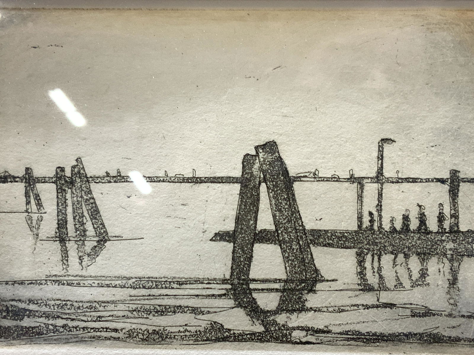 Signed Black & White Block Etching (1 of 9)