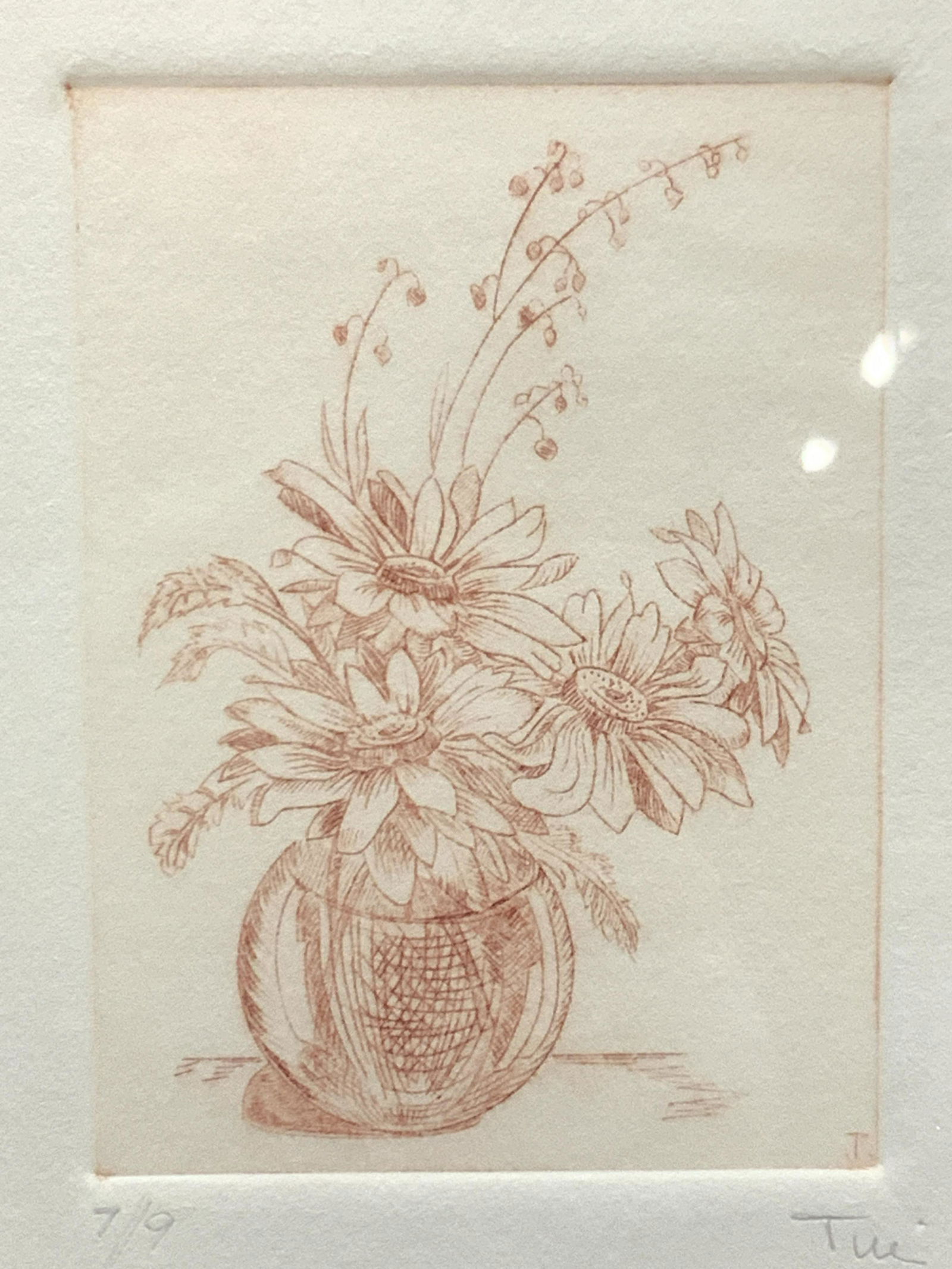 TUI Signed Floral Still Life Block Etching (1 of 7)