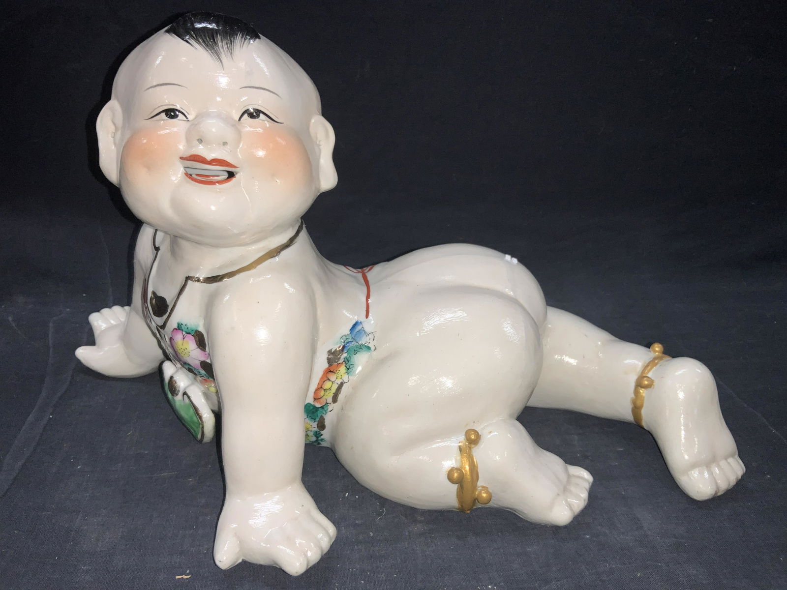 Vintage Asian Hand Painted Crawling Ceramic Baby (1 of 9)