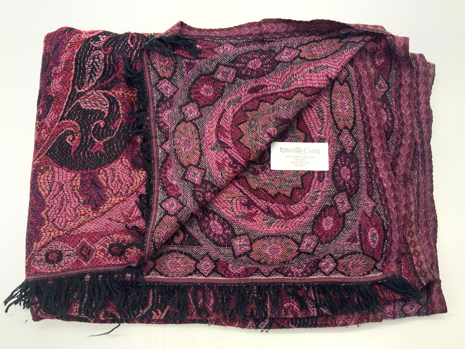 Naturally Knotty 100% Silk Magenta Scarf / Shawl (1 of 9)