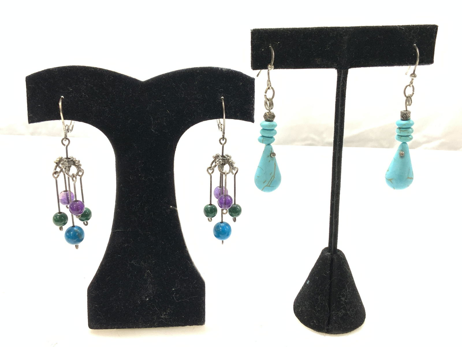 2pr Artisan Gemstone Earring Sterling Silver Hooks (1 of 6)
