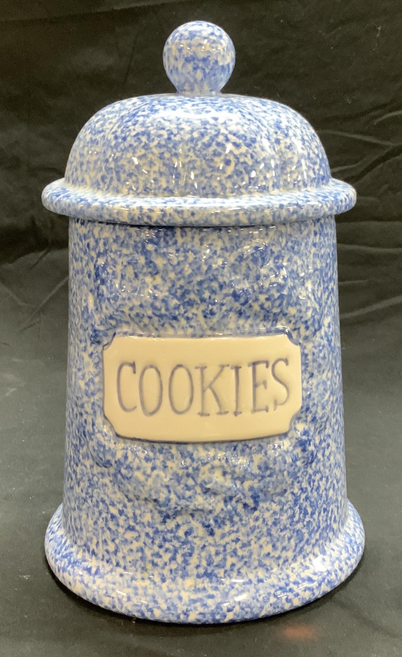 N.S. Gustin Co Spongeware Porcelain Cookie Jar (1 of 6)