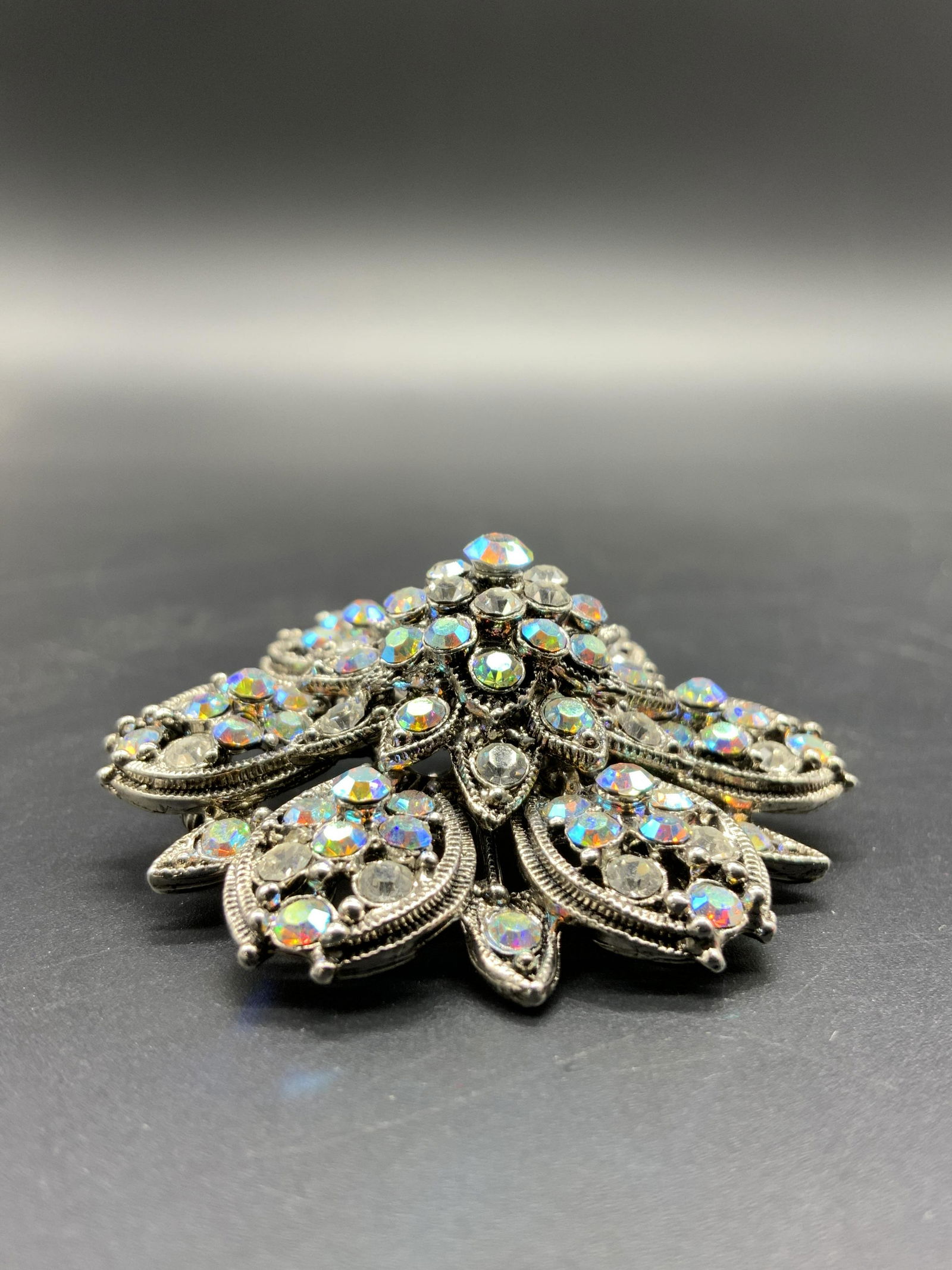 Vintage Aurora Borealis Crystal Floral Form Brooch (1 of 11)