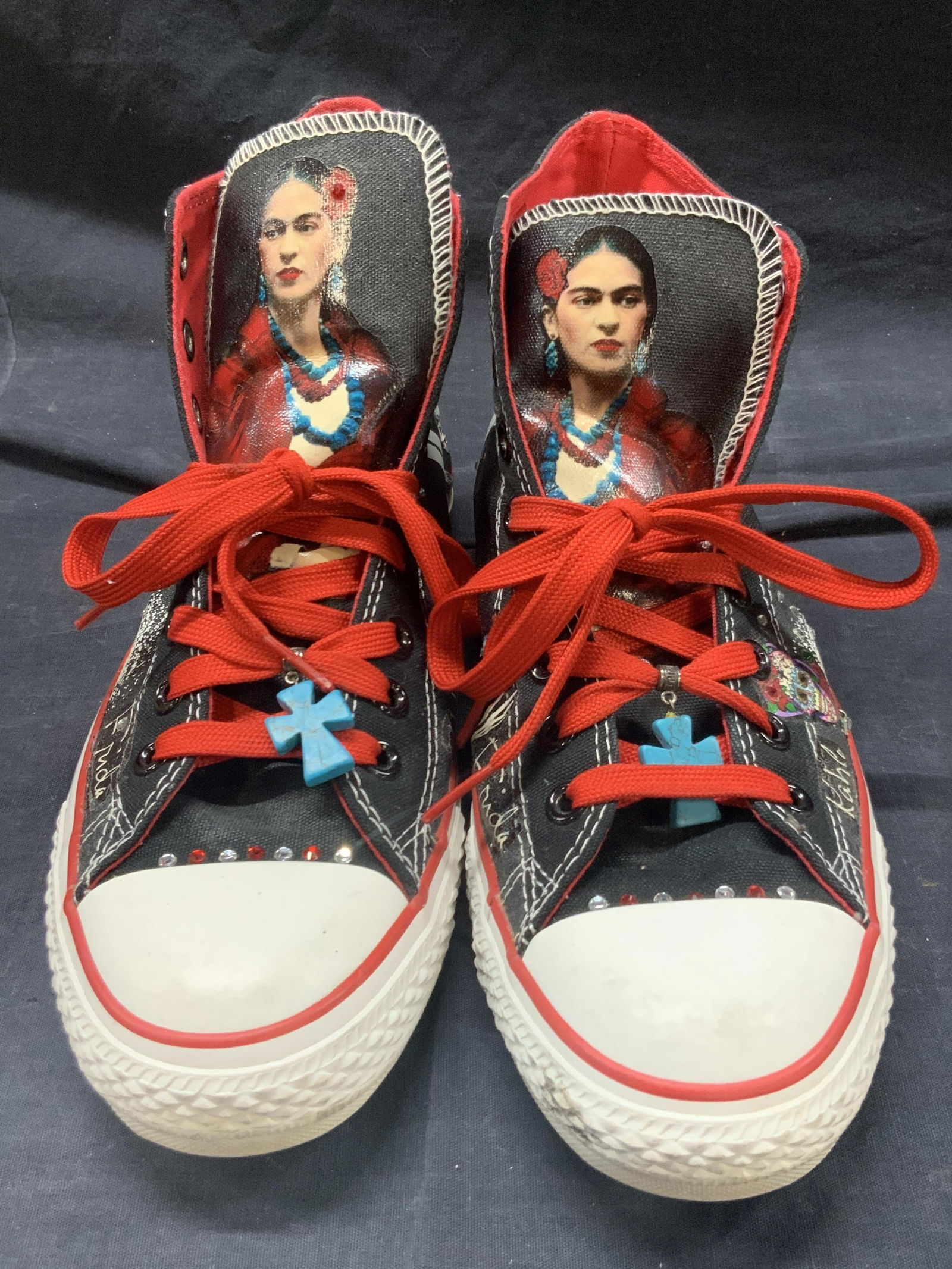 Size 10 Custom Frida Kahlo Converse Shoes
