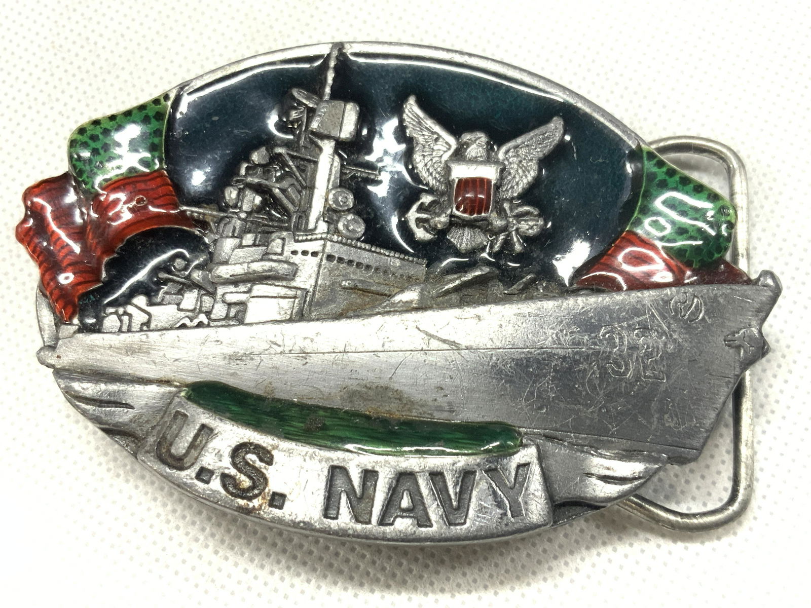 Bergmont Brass Works Pewter & Enamel Navy Buckle (1 of 8)