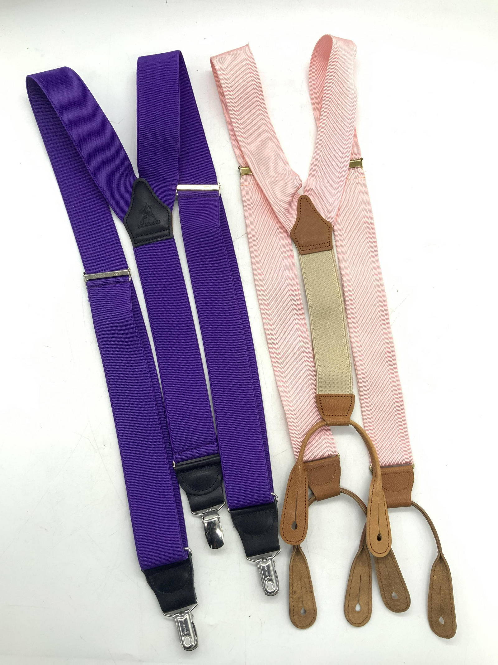 2 Purple & Pink Suspenders, England Auction