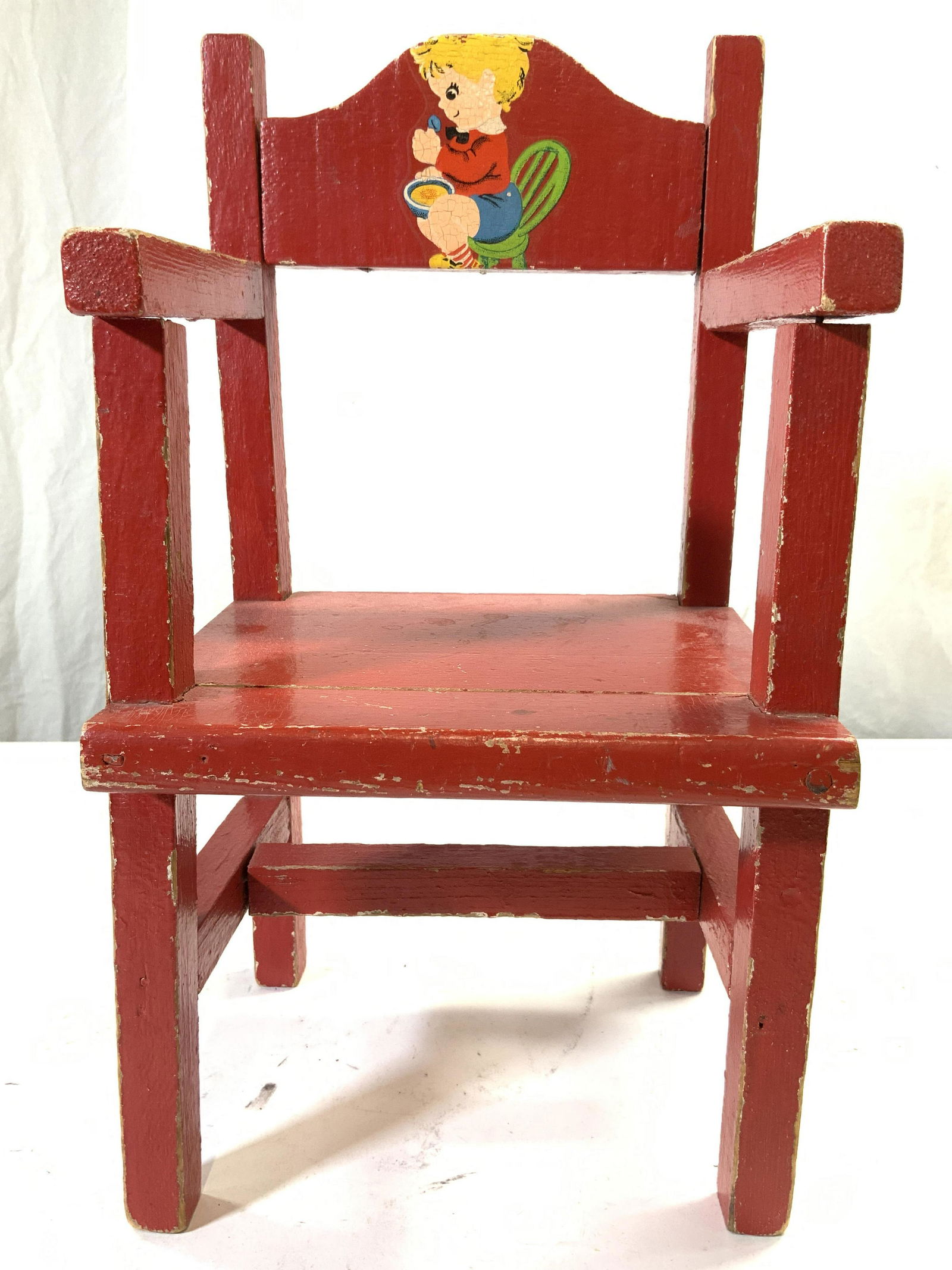Vintage Hand Crafted Wooden Doll Chair Red (1 of 8)